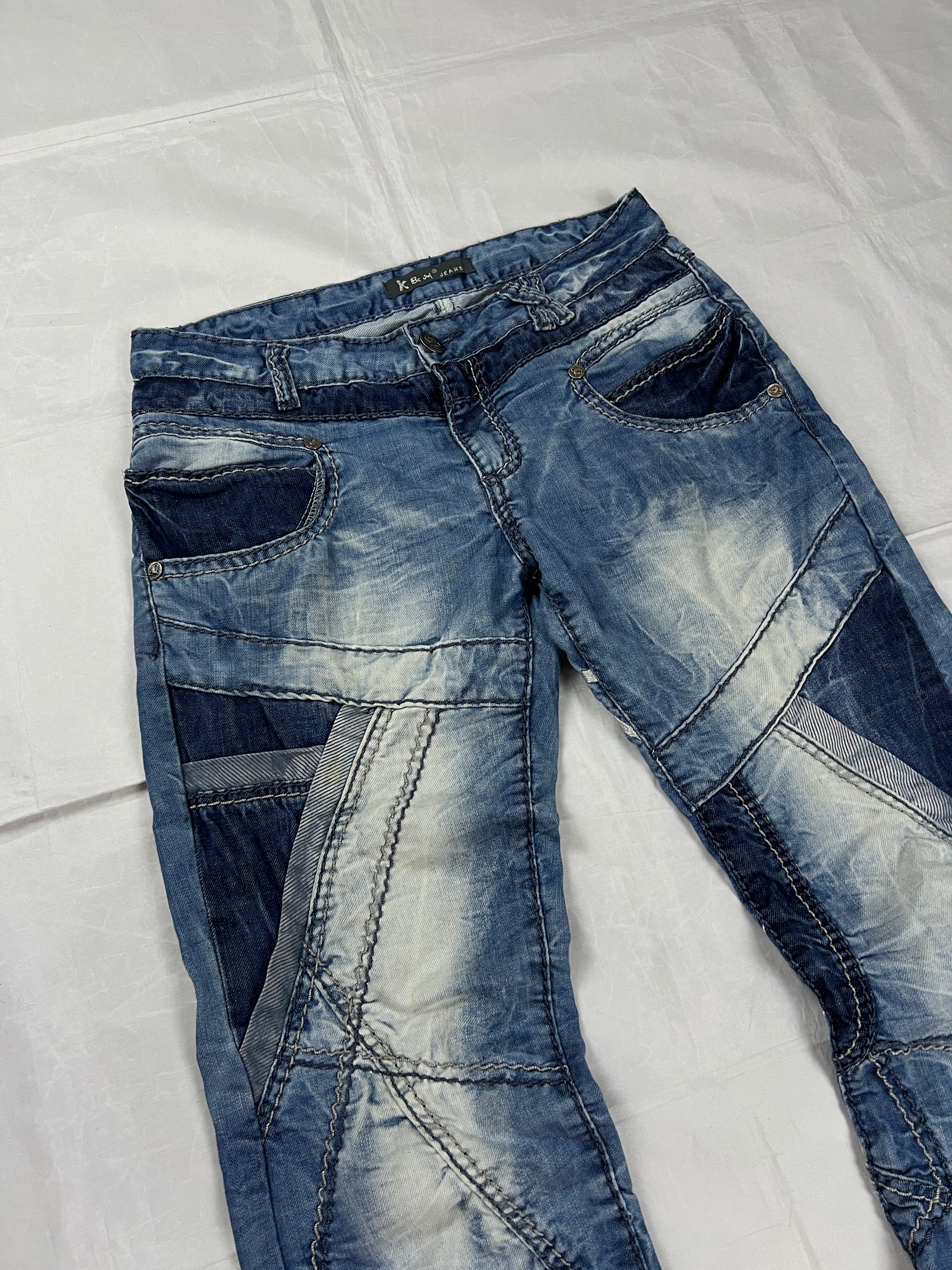 KJM Blue Embroidered Denim Jeans 31 Waist Men's image 6