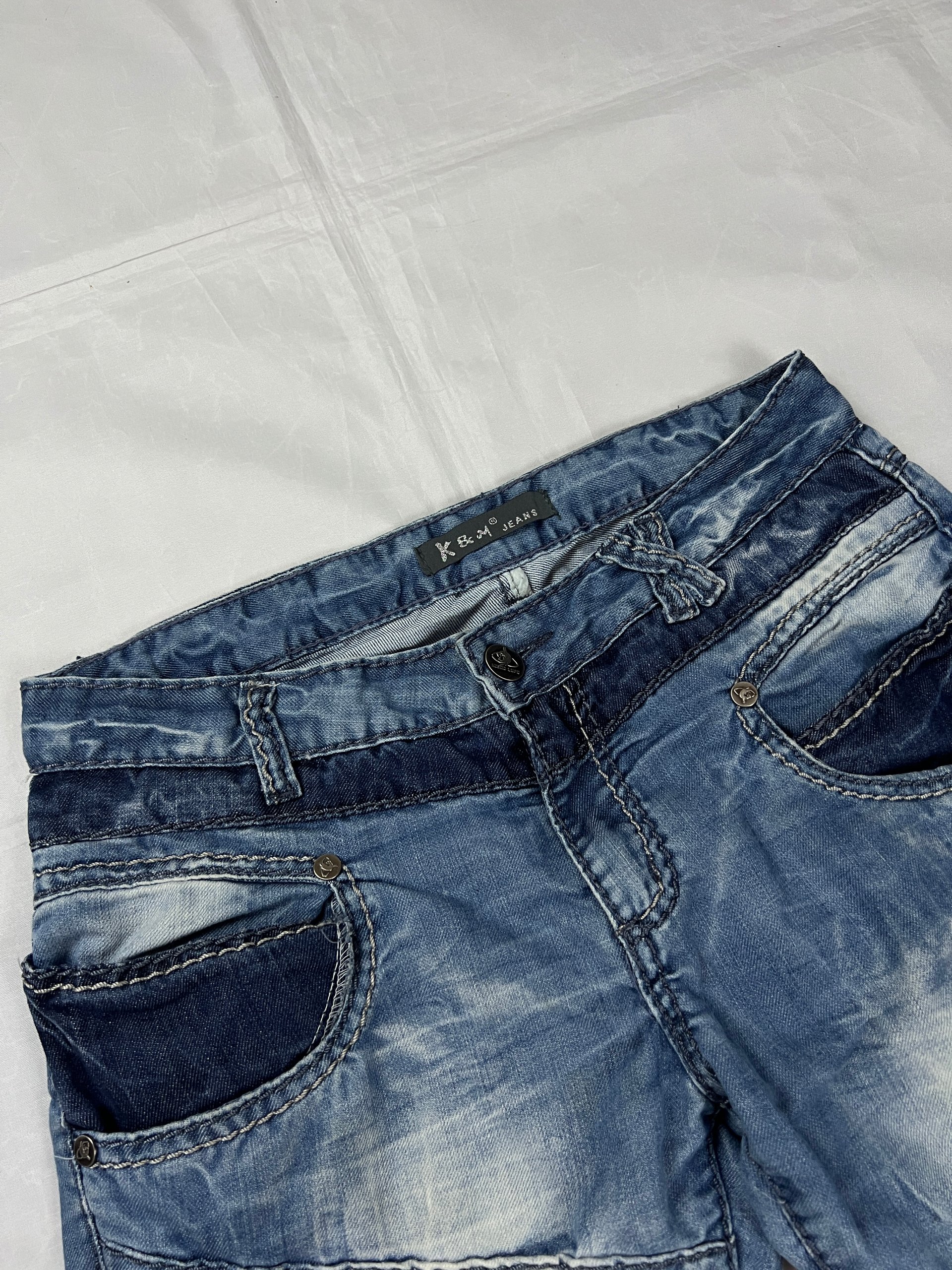 KJM Blue Embroidered Denim Jeans 31 Waist Men's image 7