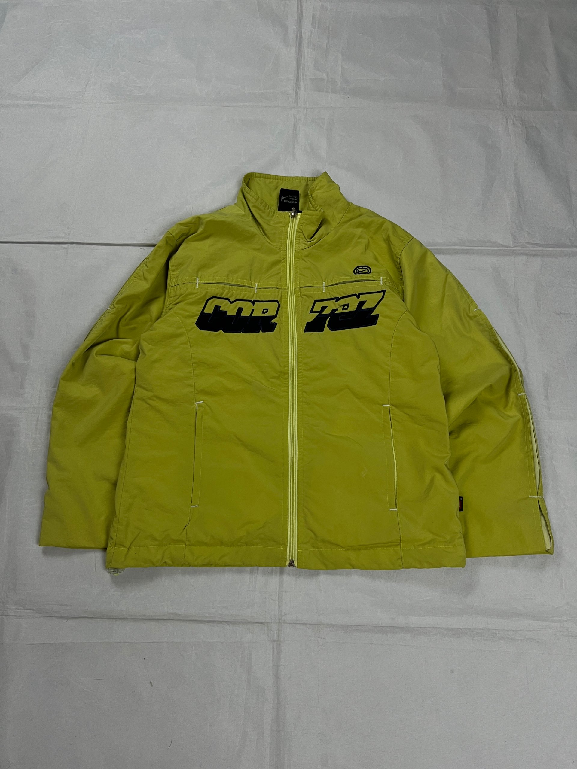 Nike Yellow Track Jacket Medium Retro Embroidered Logo