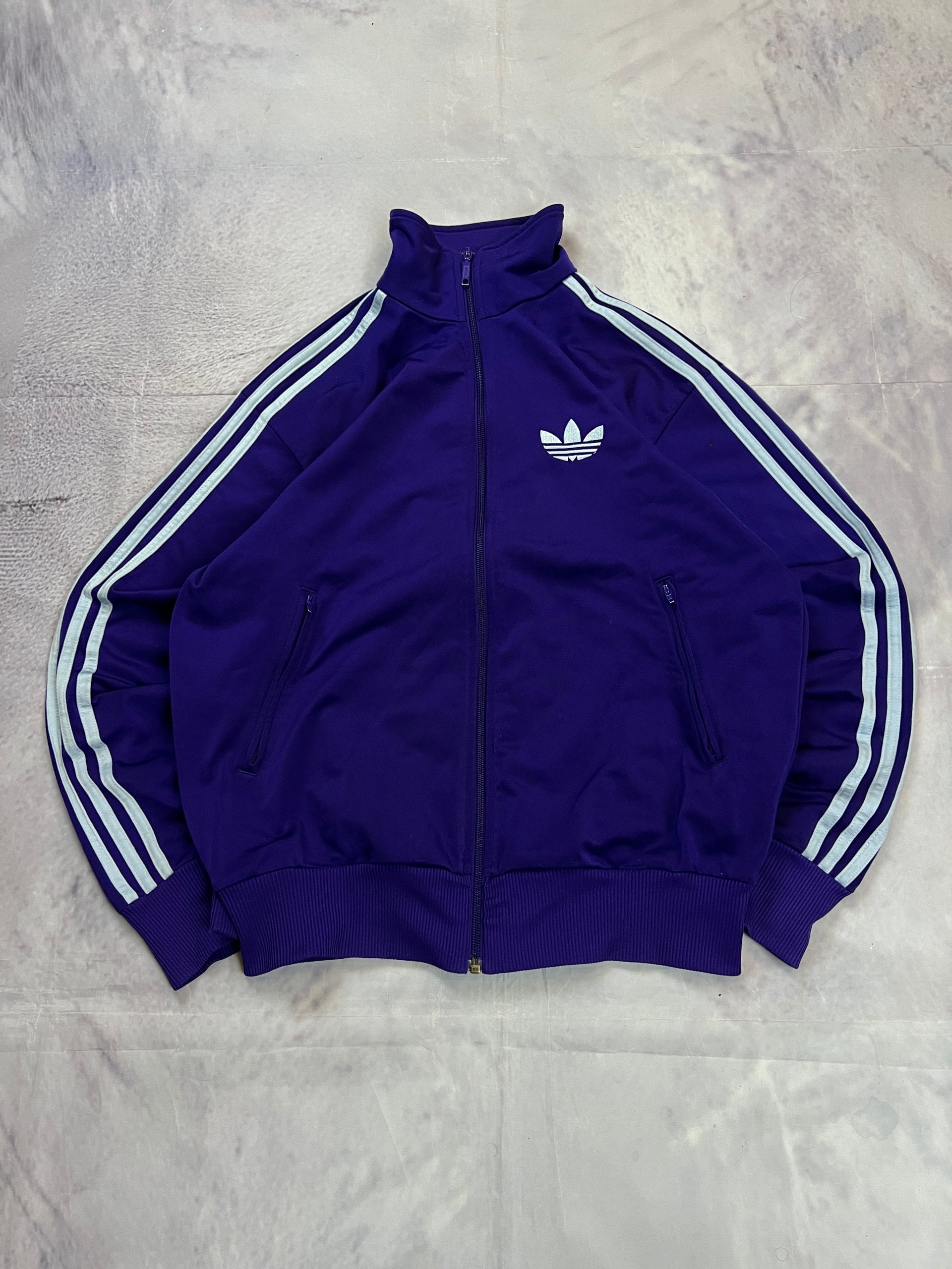 Adidas Men's Purple Track Jacket Small White Stripes