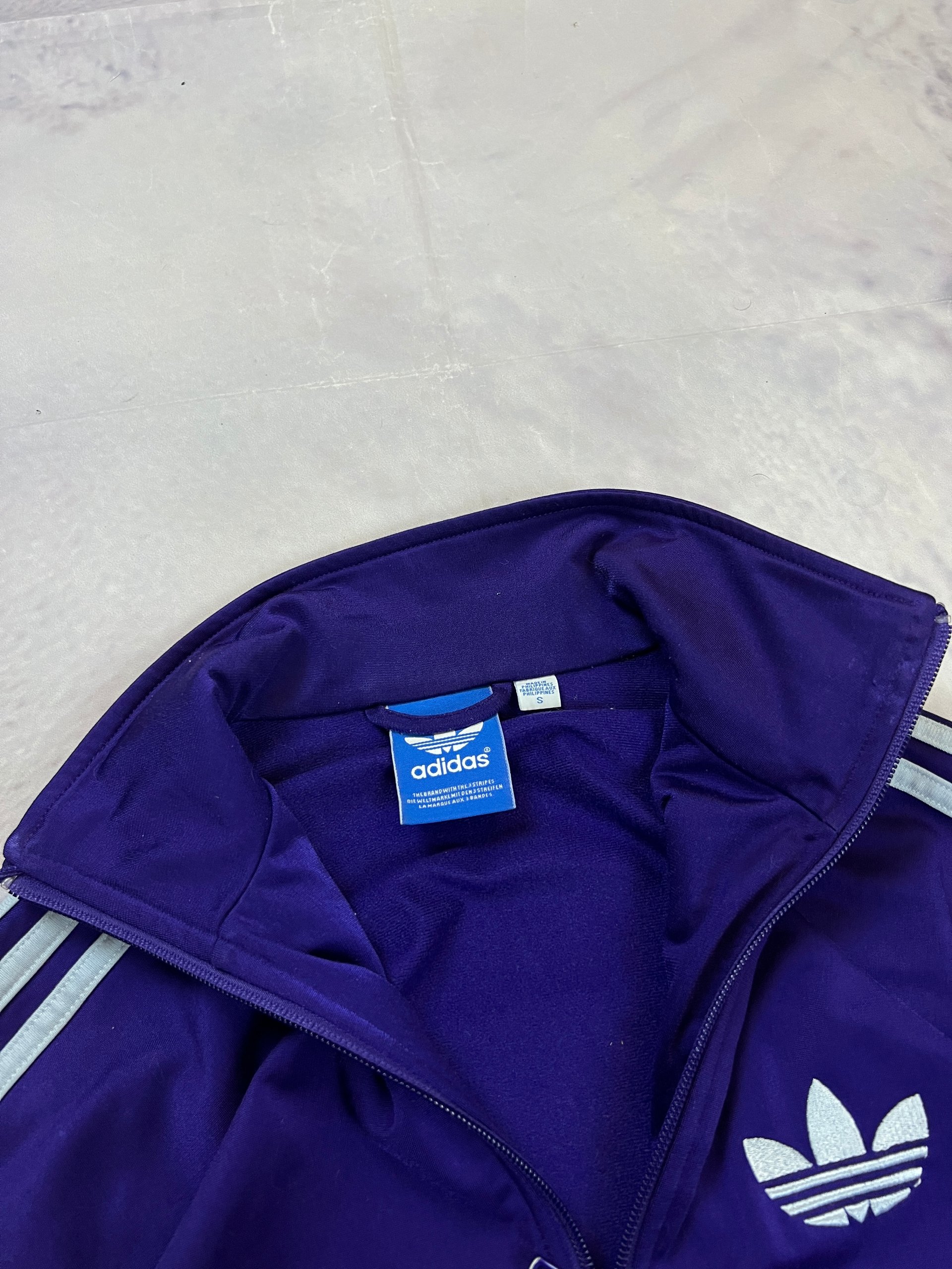Adidas Men's Purple Track Jacket Small White Stripes image 3