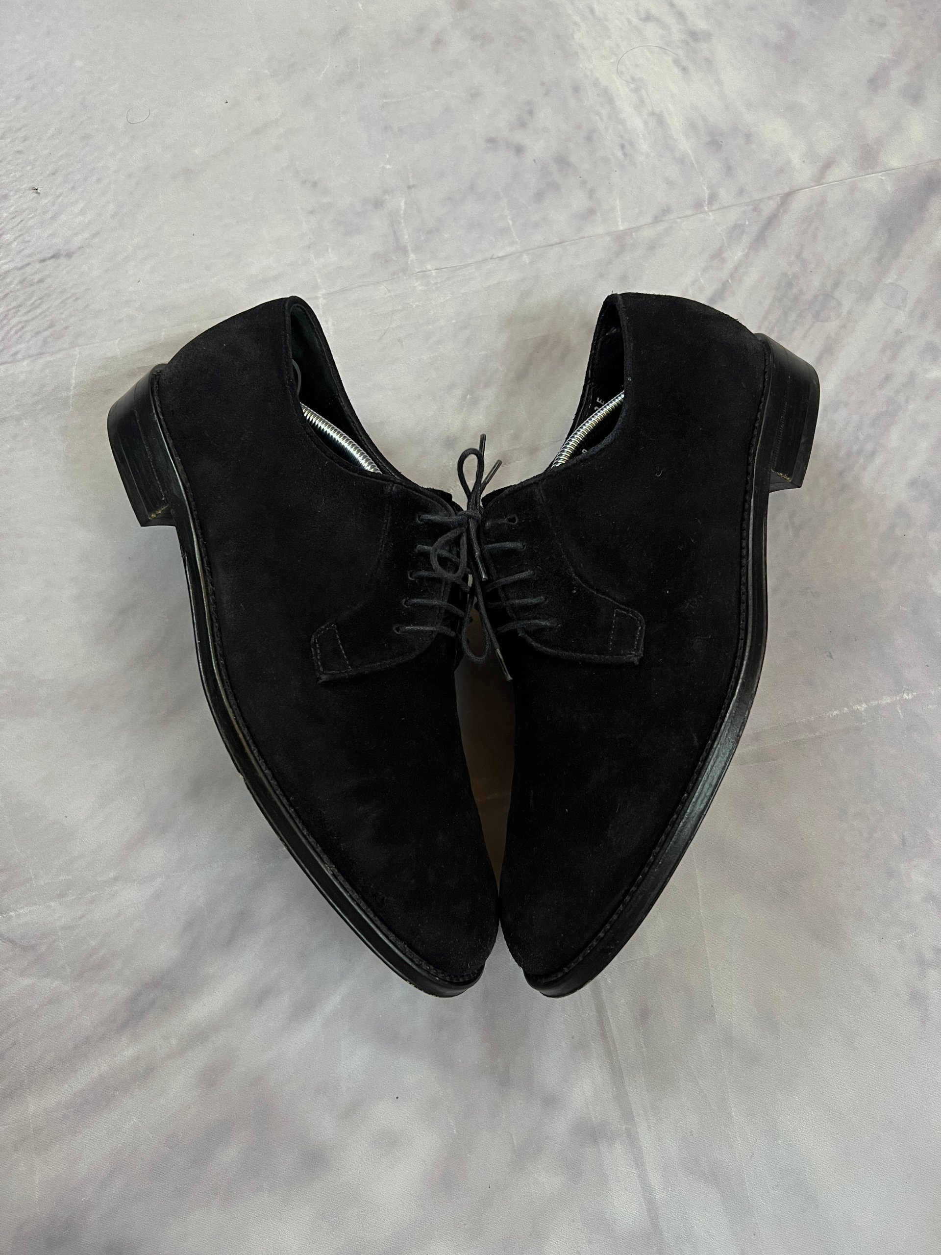 Salvatore Ferragamo Black Suede Derby Shoes UK 8