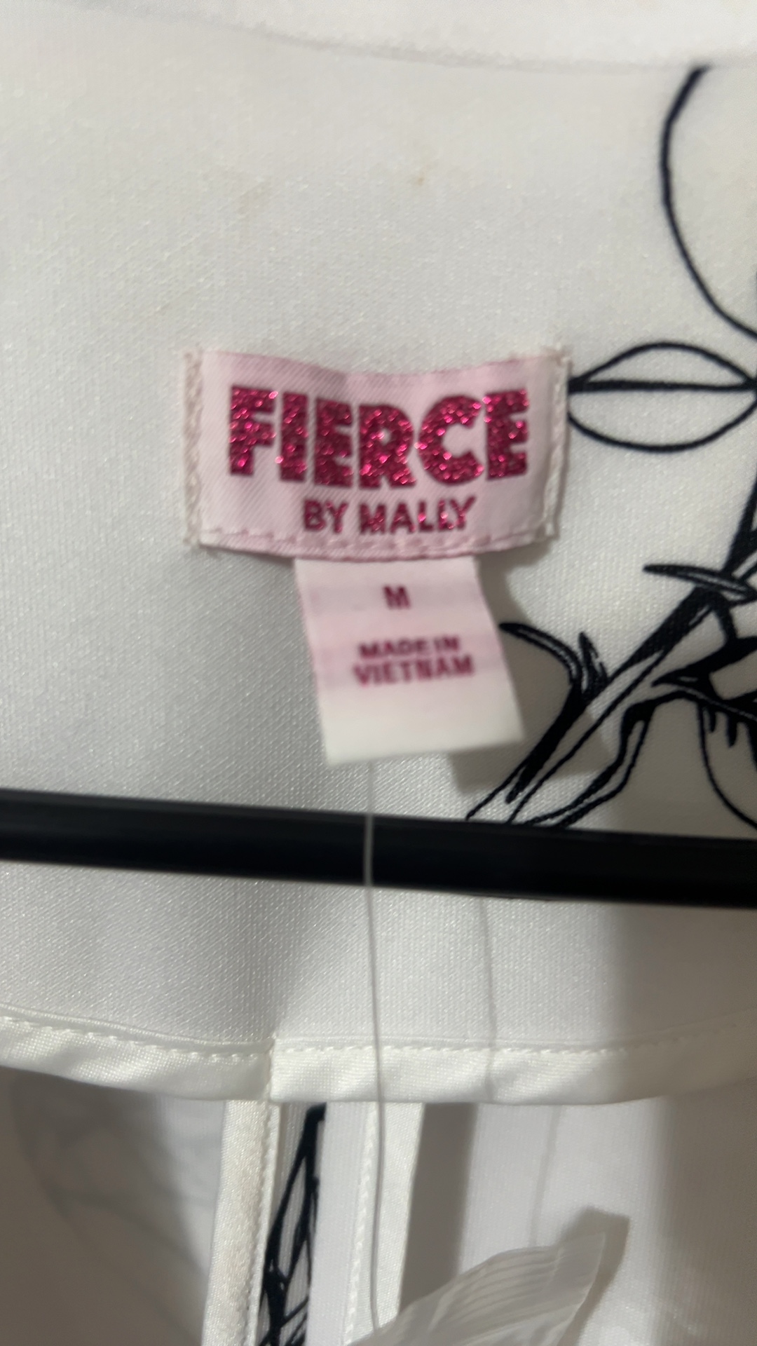 Fierce by Mally White & Black Floral Print Blazer Medium image 3