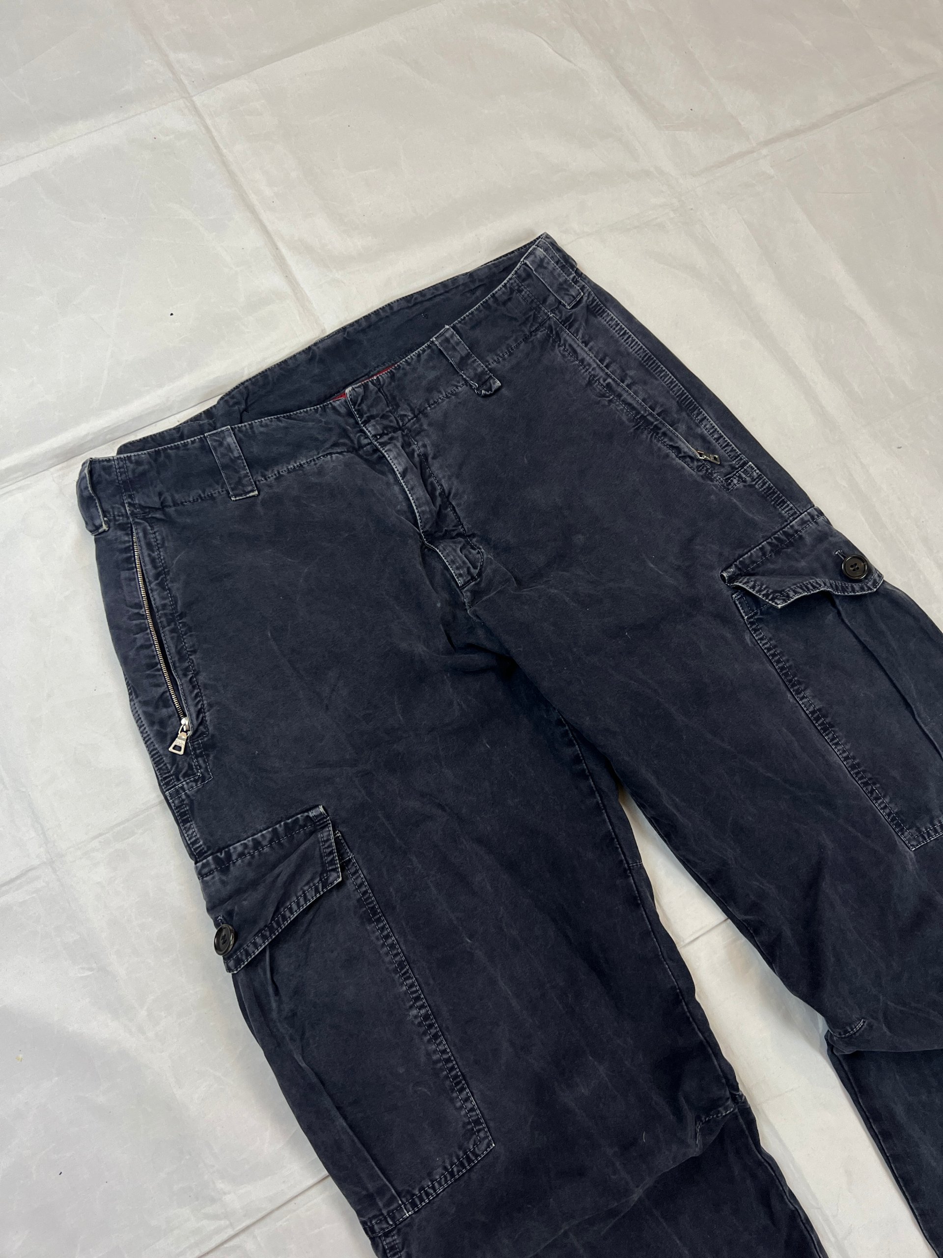 Prada Men's Washed Navy Cargo Trousers Size 50 Cotton image 2