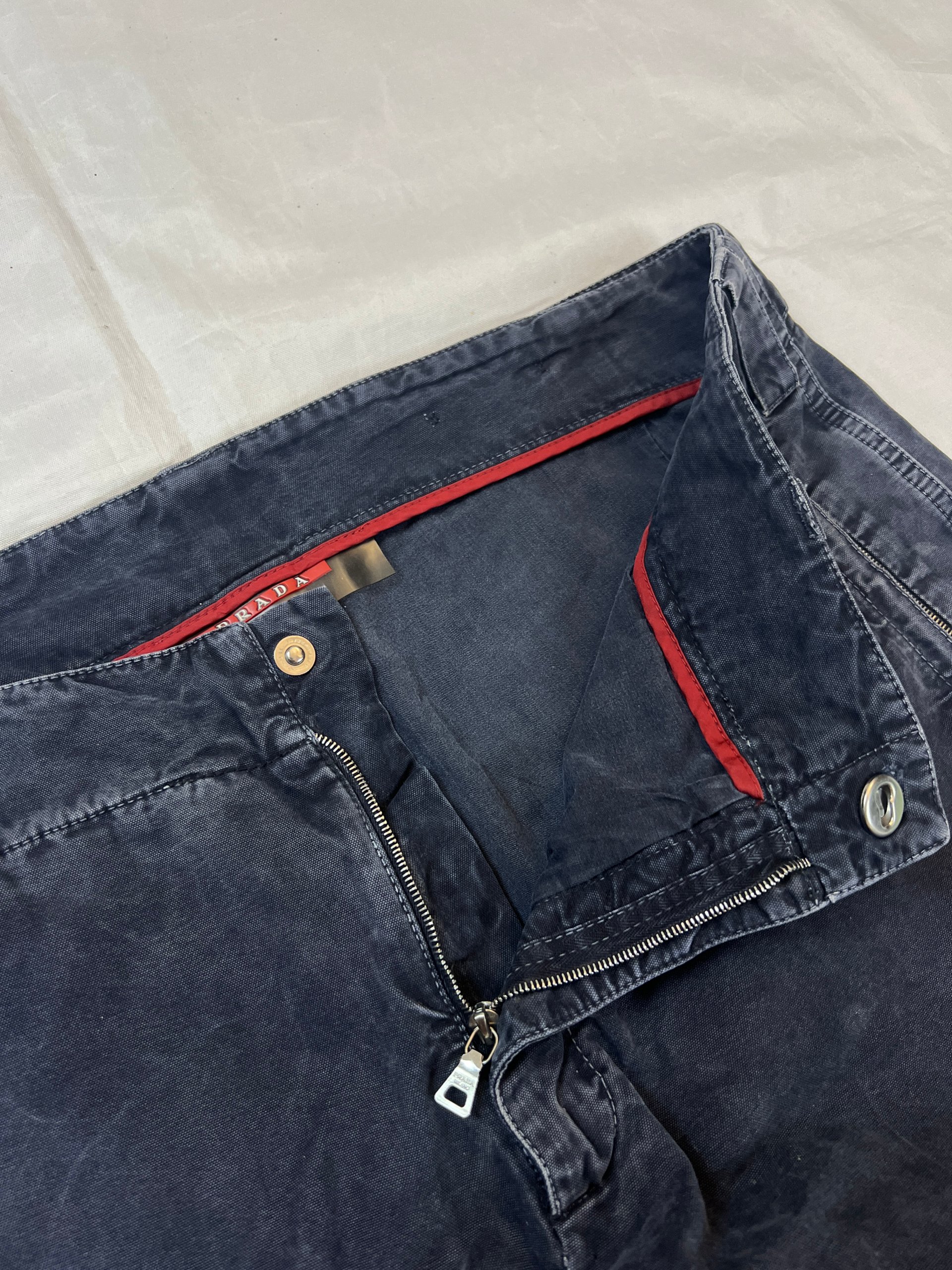 Prada Men's Washed Navy Cargo Trousers Size 50 Cotton image 5