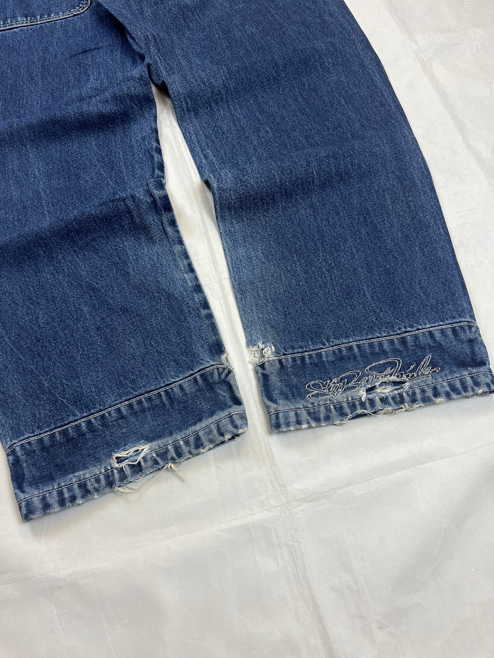 Sir Benni Miles Men's Blue Denim Jeans 34 Distressed Wide Leg image 6