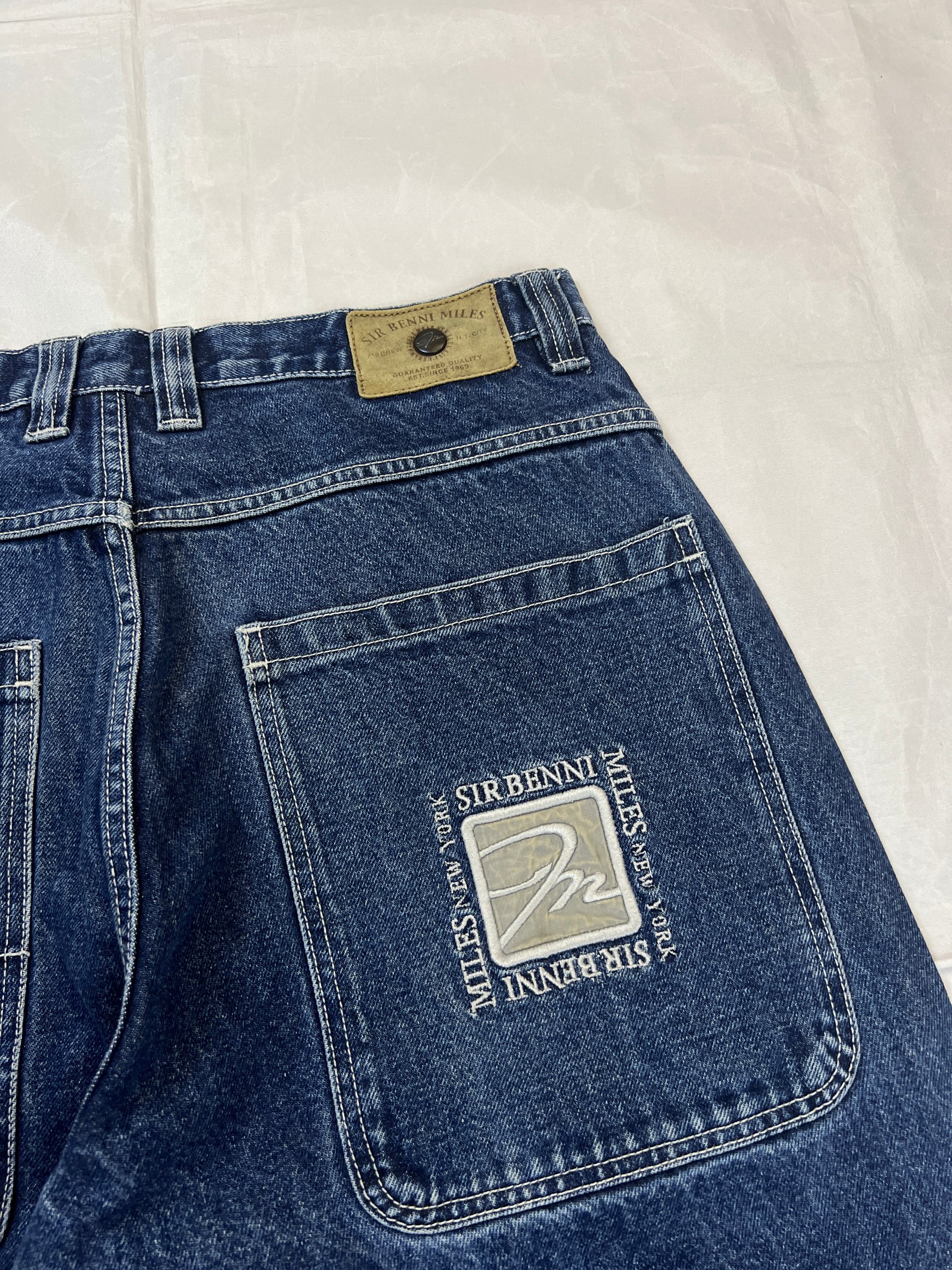 Sir Benni Miles Men's Blue Denim Jeans 34 Distressed Wide Leg image 7