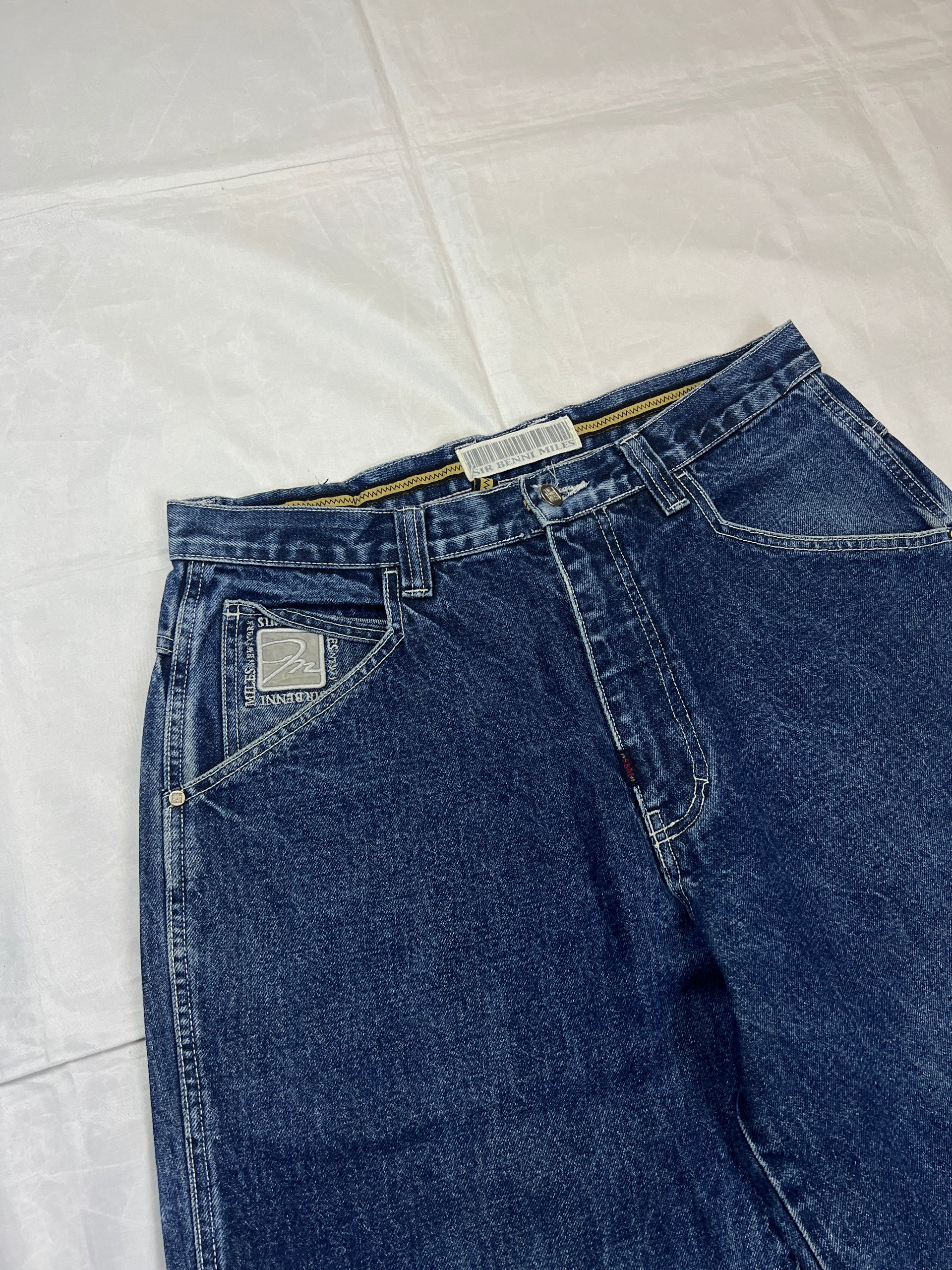 Sir Benni Miles Men's Blue Denim Jeans 34 Distressed Wide Leg image 8