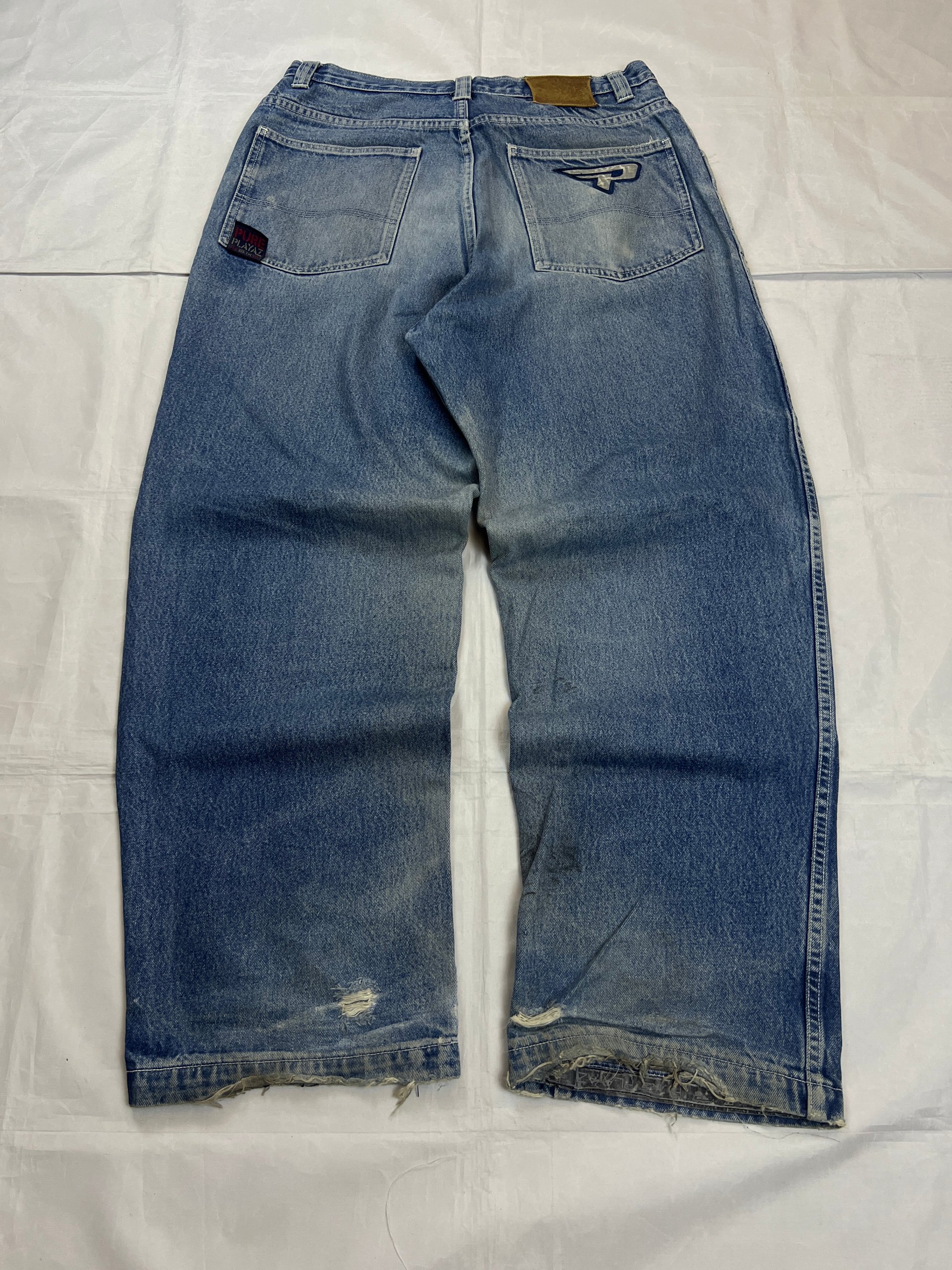 Pure Playaz Blue Denim Jeans W36 Distressed Ripped