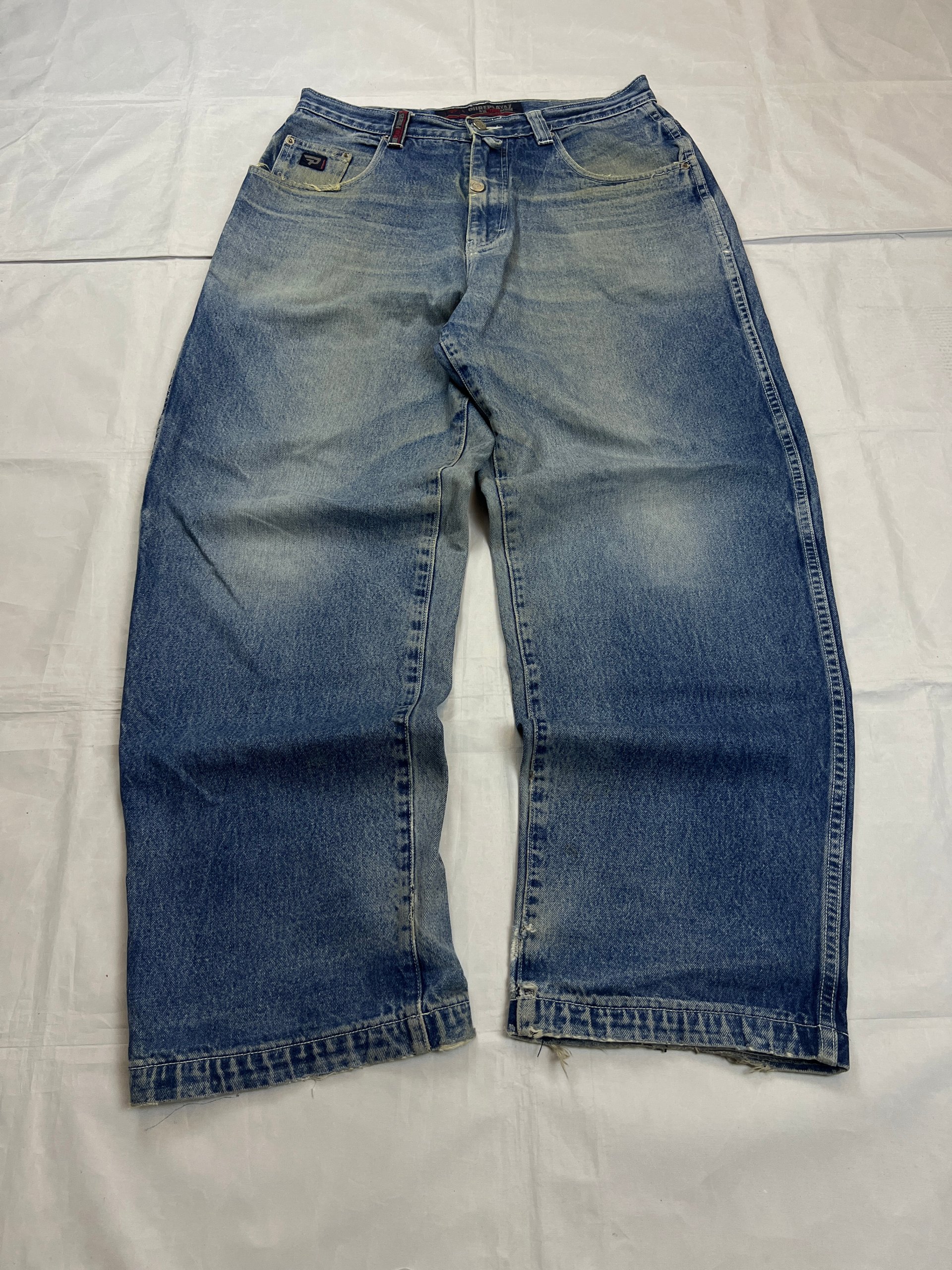 Pure Playaz Blue Denim Jeans W36 Distressed Ripped image 2
