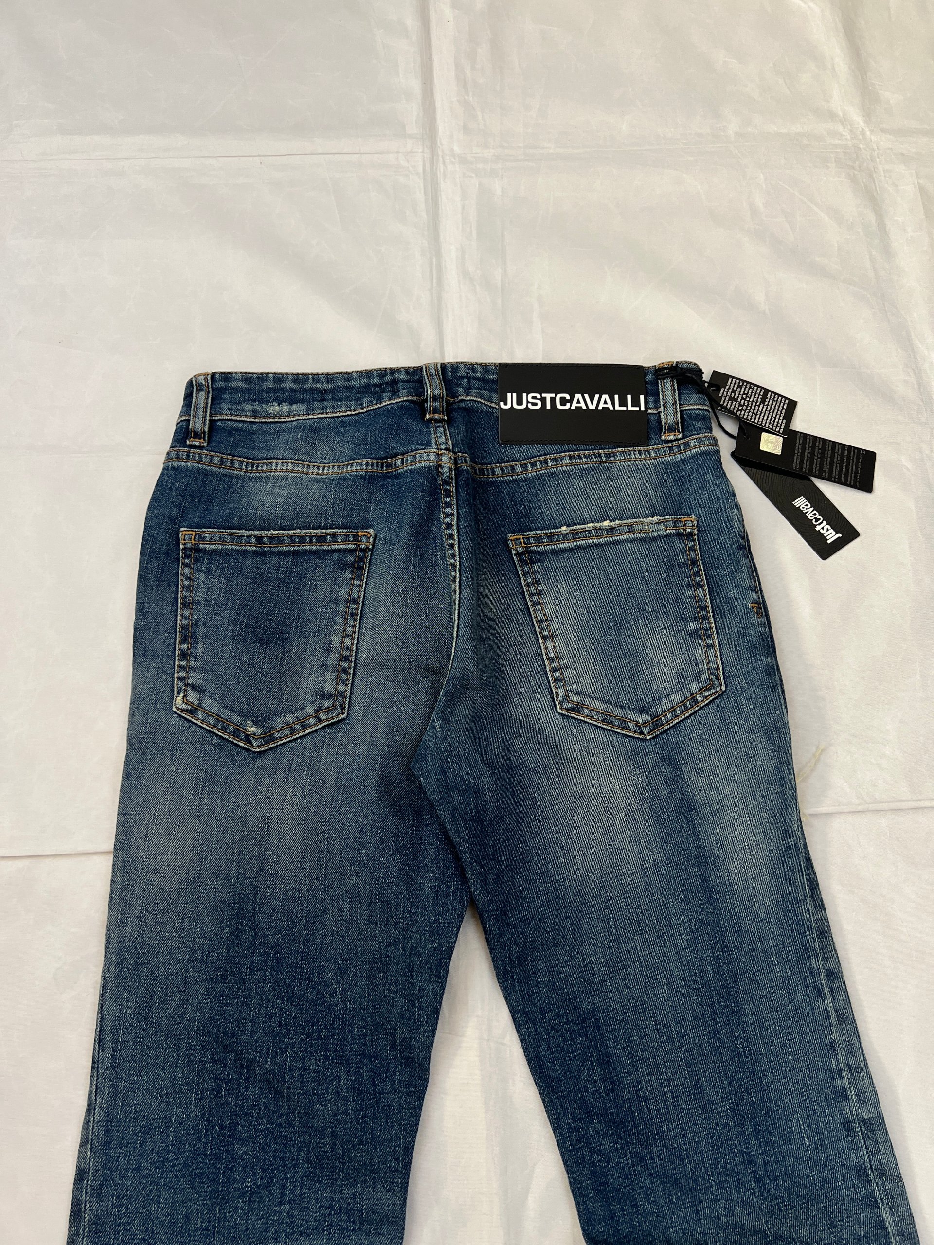 Just Cavalli Blue Distressed Denim Jeans UK 10 Super Slim image 5