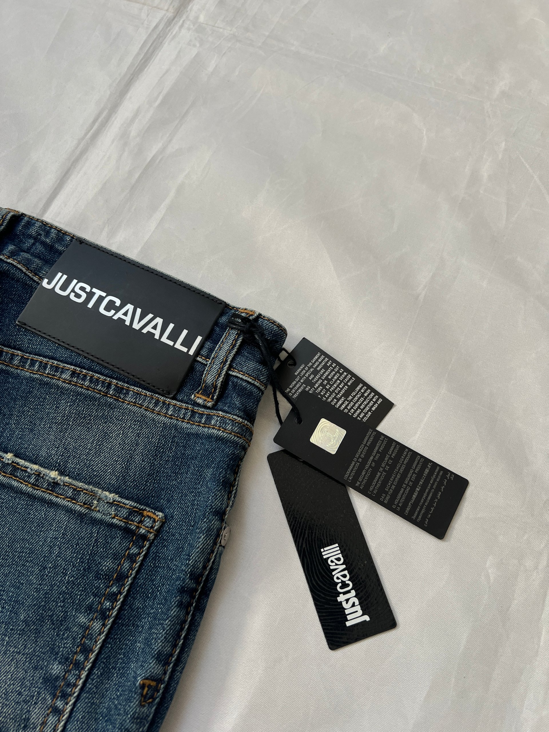Just Cavalli Blue Distressed Denim Jeans UK 10 Super Slim image 6