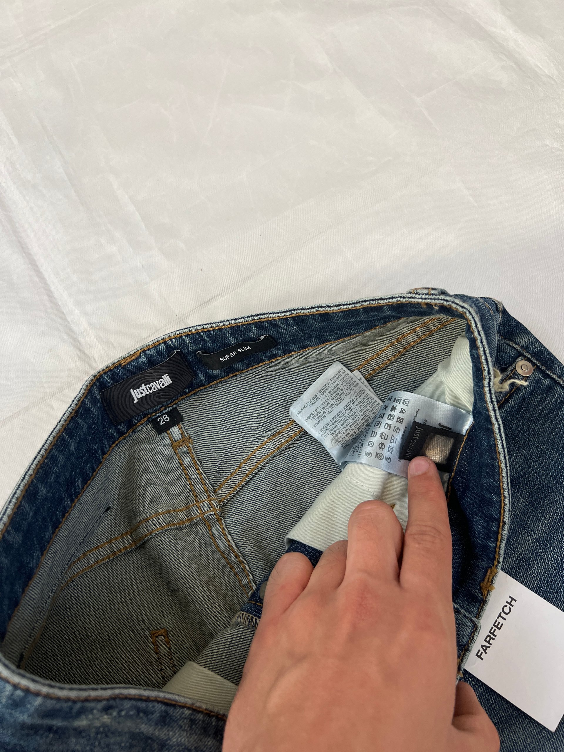 Just Cavalli Blue Distressed Denim Jeans UK 10 Super Slim image 8