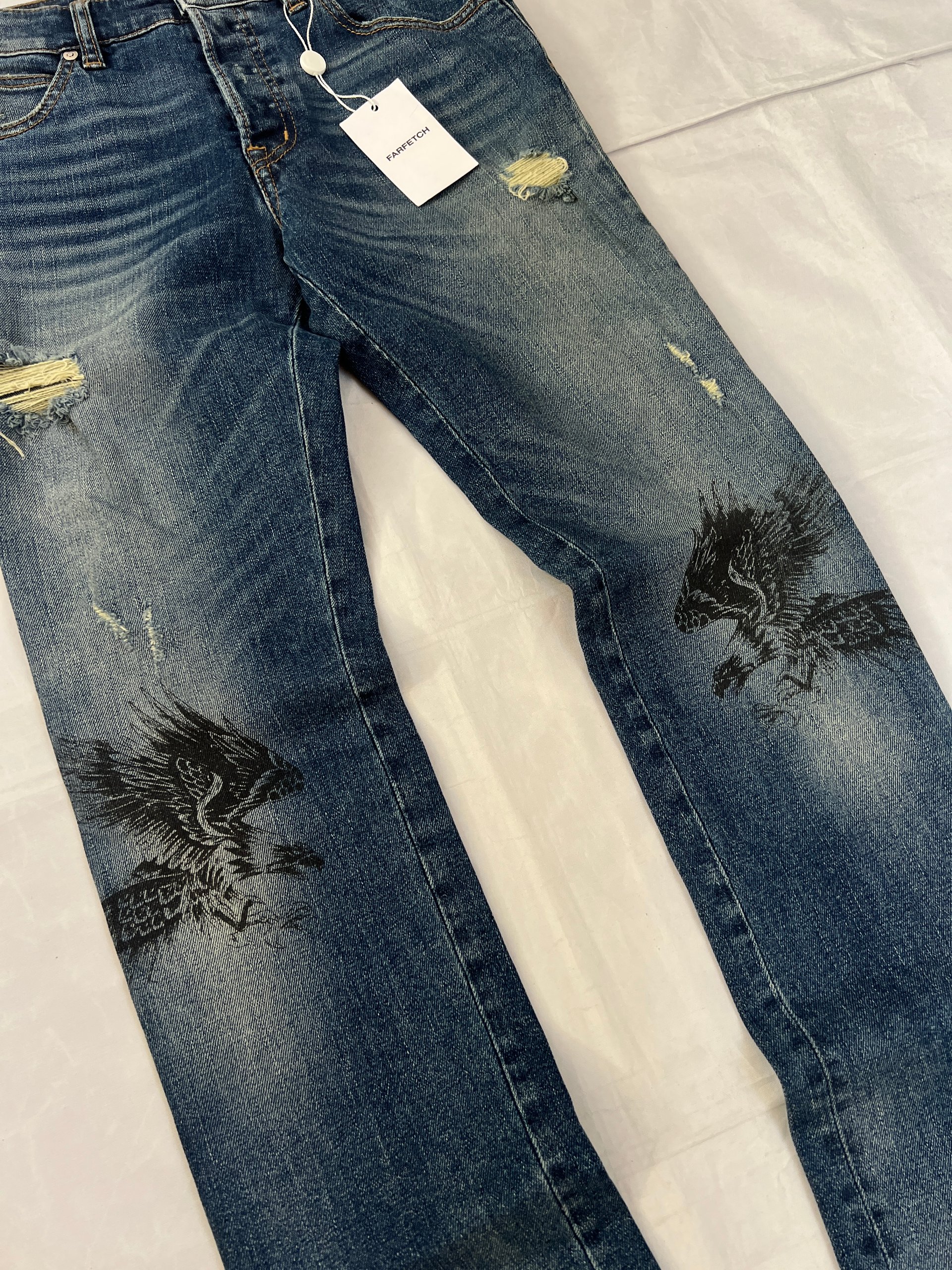 Just Cavalli Blue Distressed Denim Jeans UK 10 Super Slim image 9
