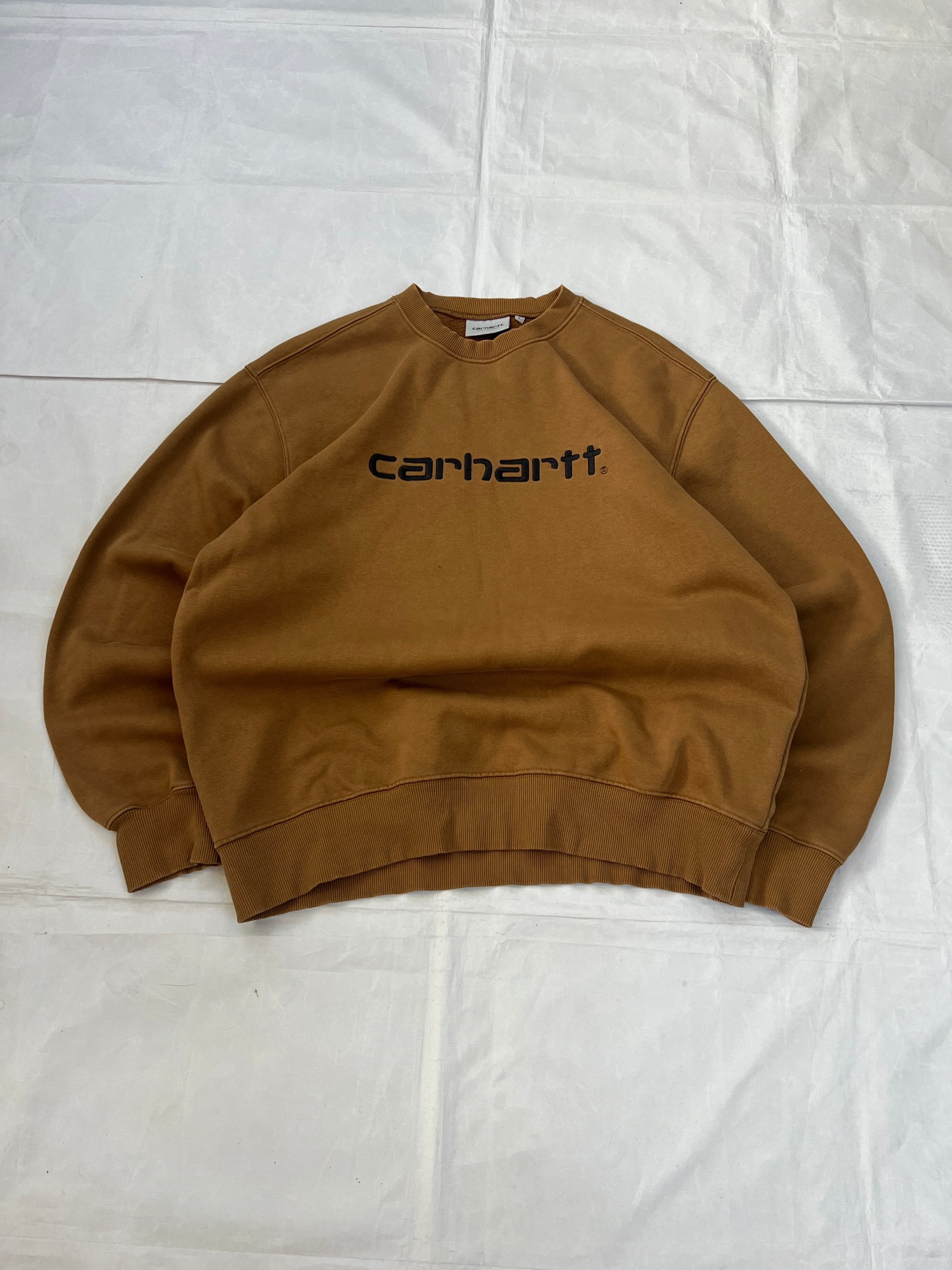 Carhartt Brown Sweatshirt Large Fleece Lined Cotton Poly Blend