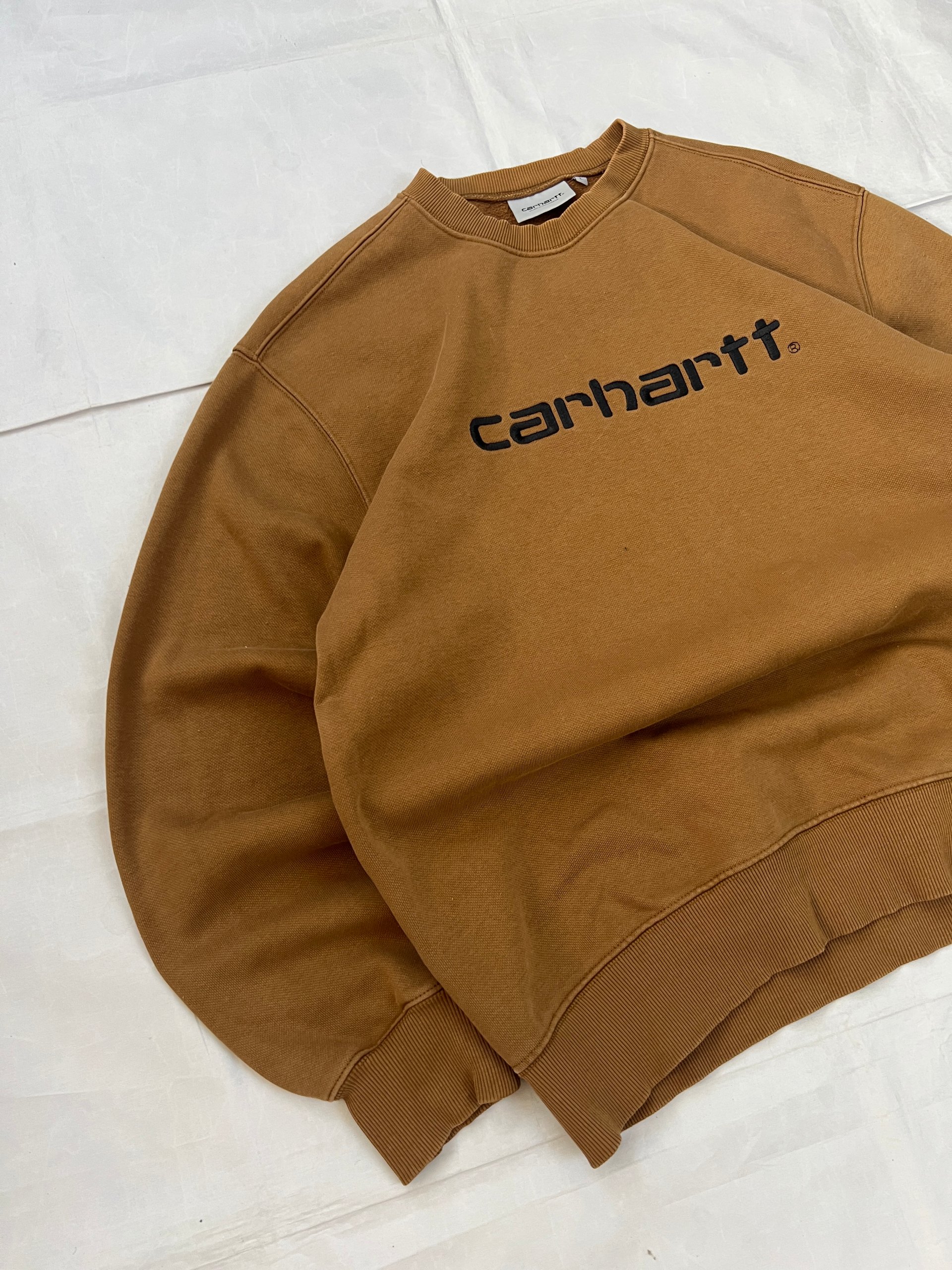 Carhartt Brown Sweatshirt Large Fleece Lined Cotton Poly Blend image 2