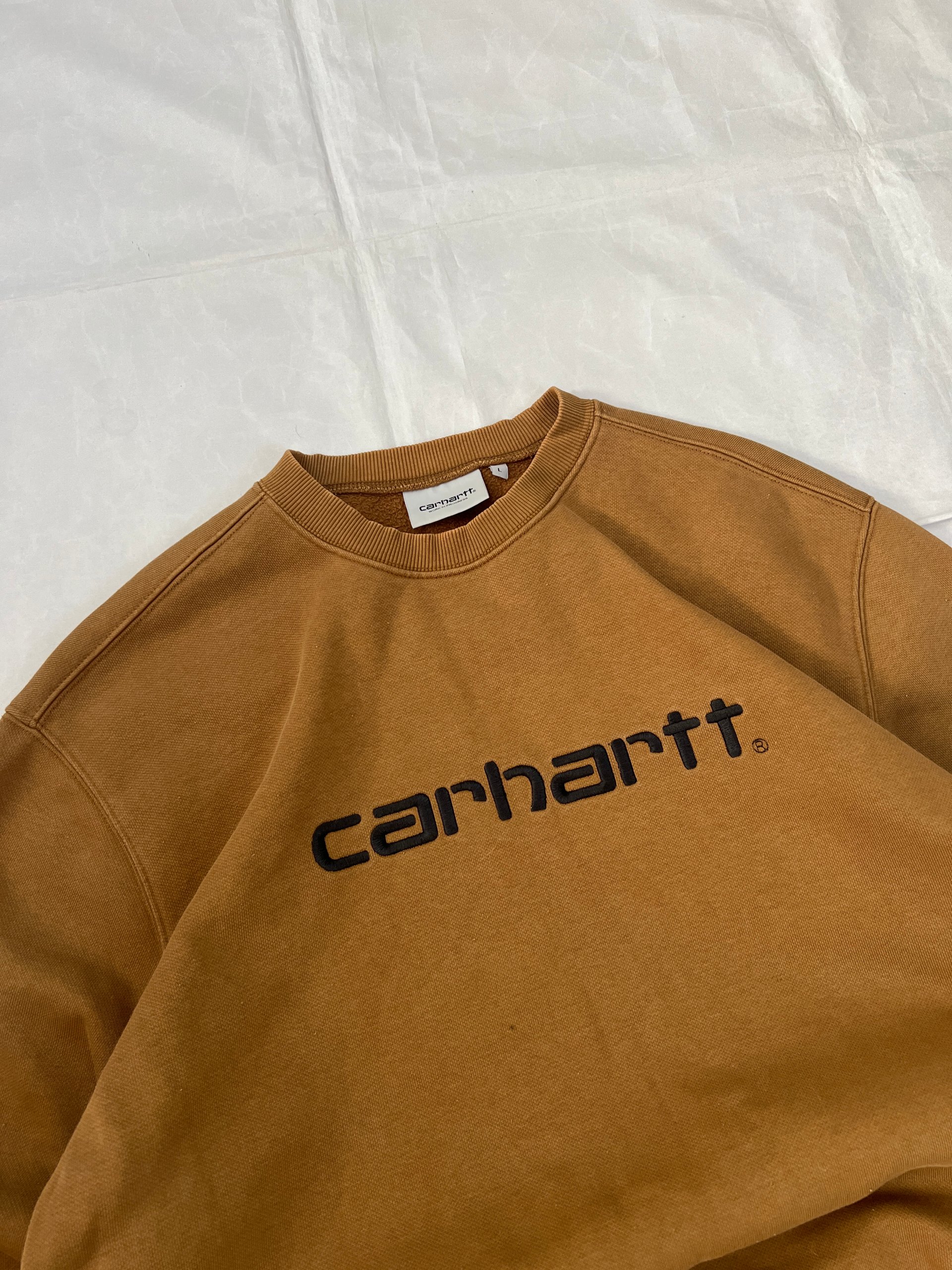 Carhartt Brown Sweatshirt Large Fleece Lined Cotton Poly Blend image 3