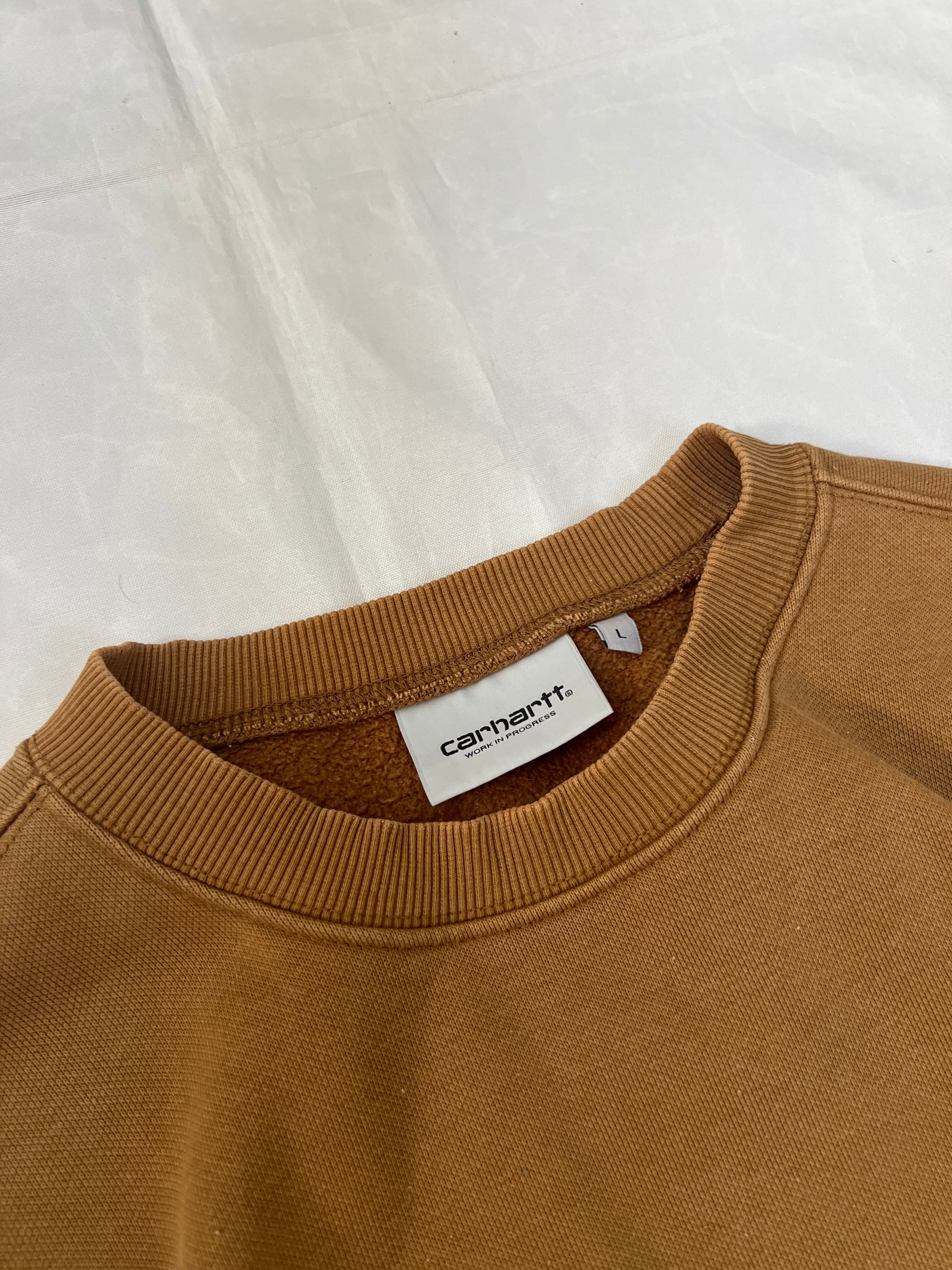 Carhartt Brown Sweatshirt Large Fleece Lined Cotton Poly Blend image 4