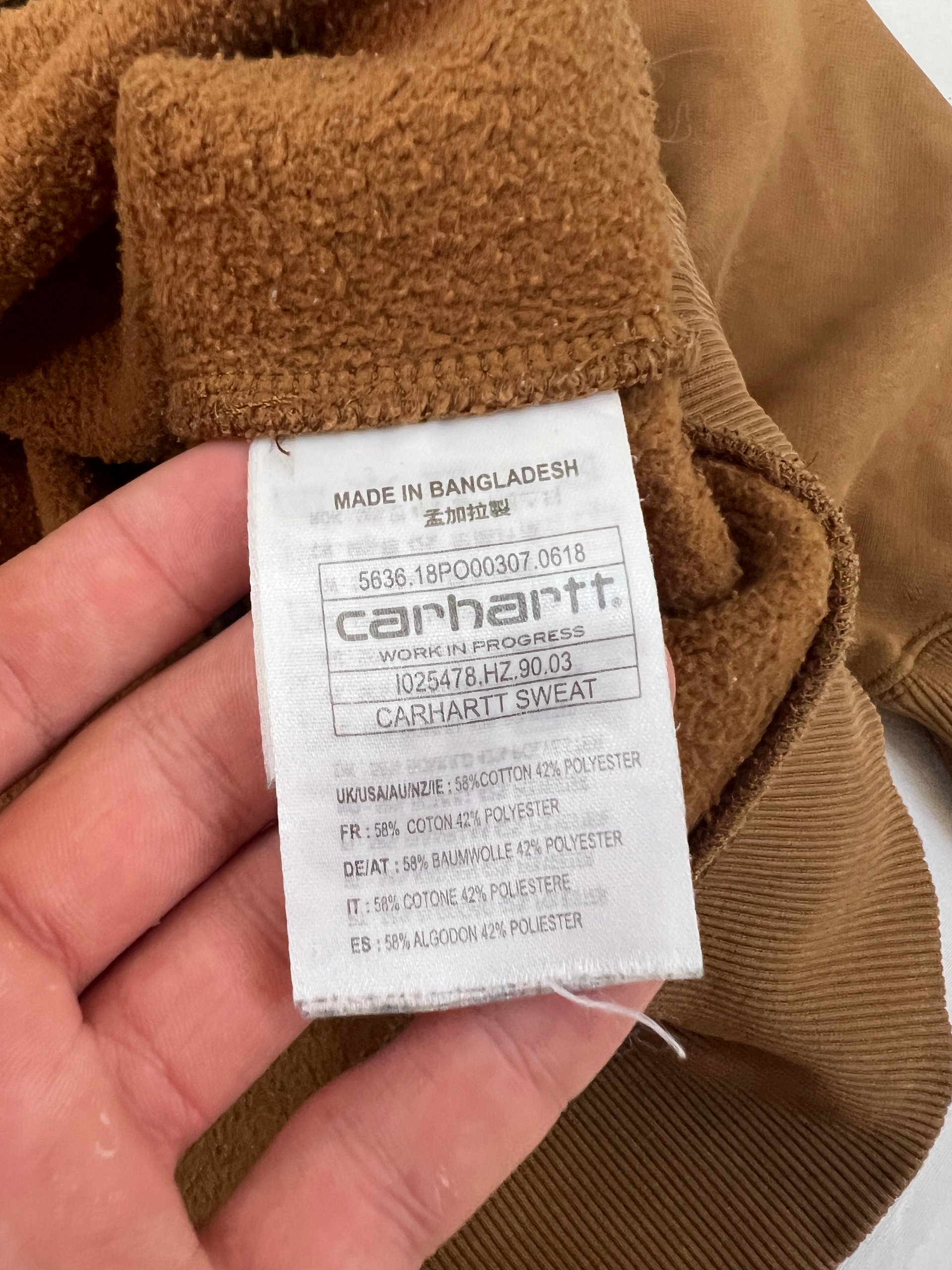 Carhartt Brown Sweatshirt Large Fleece Lined Cotton Poly Blend image 5