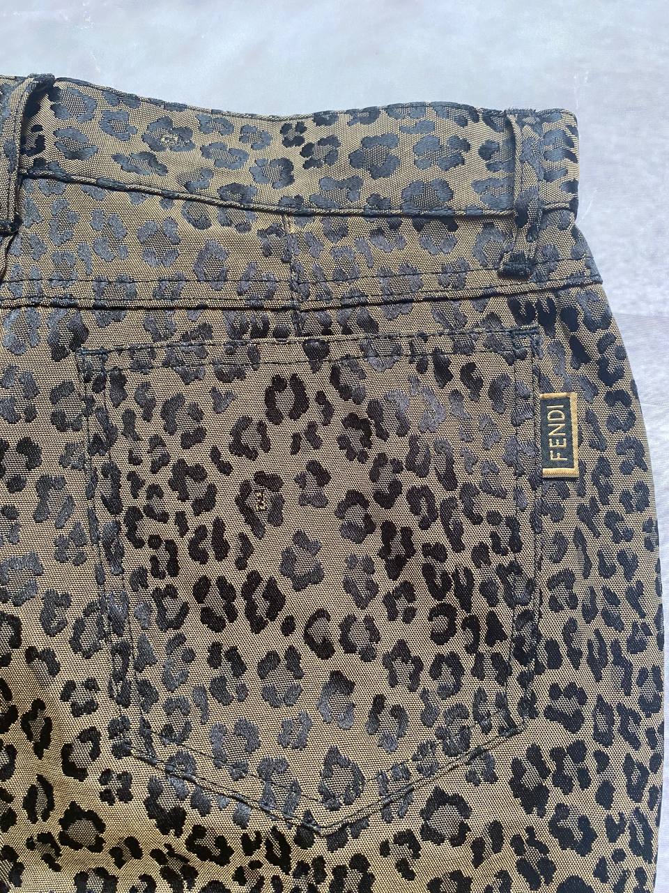 Iceberg Women's Brown Leopard Print Cotton Trousers Size 33 image 6