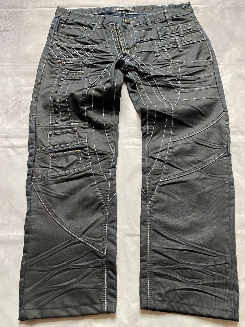 K&M Black Jeans Size 38 Detailed Stitching Men