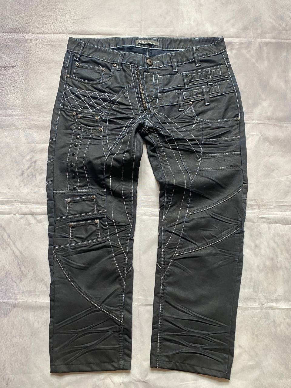 K&M Black Jeans Size 38 Detailed Stitching Men image 3