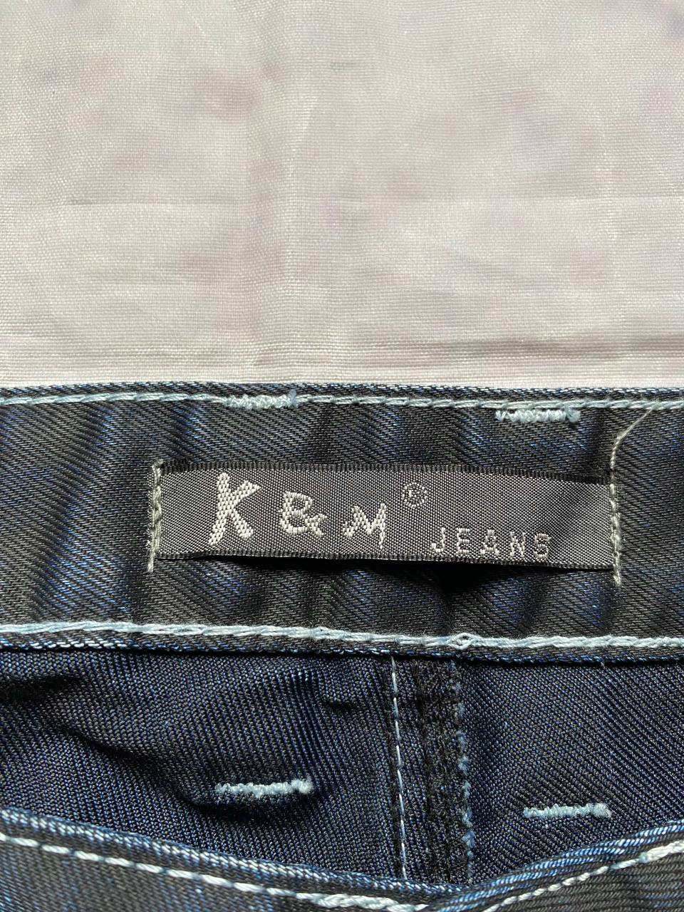 K&M Black Jeans Size 38 Detailed Stitching Men image 5