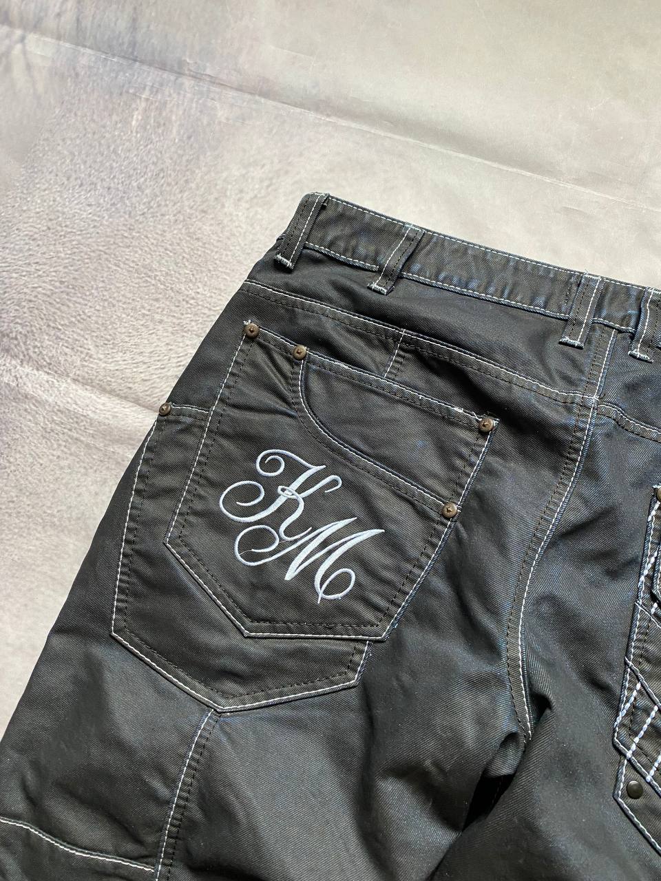 K&M Black Jeans Size 38 Detailed Stitching Men image 8