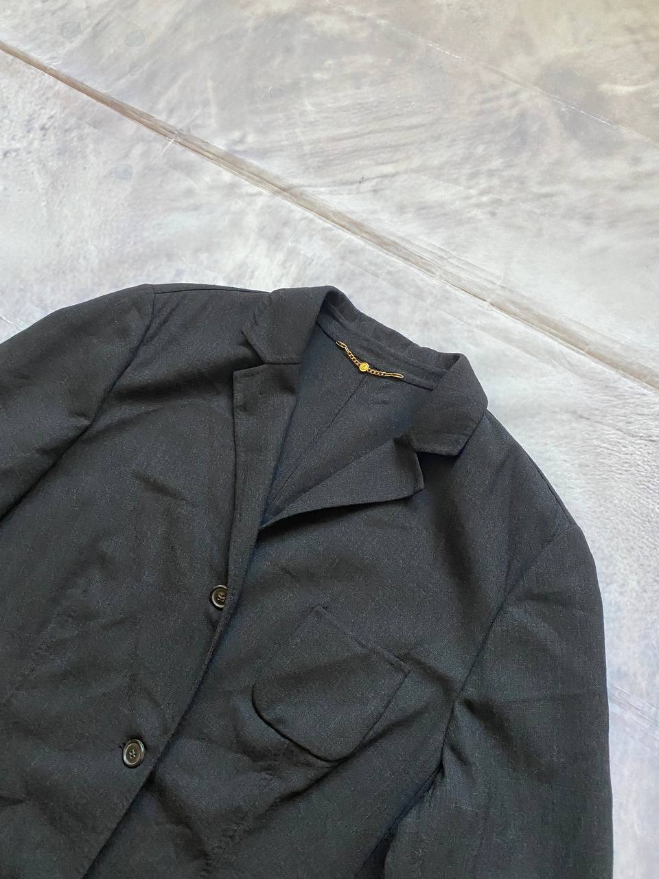 Beams Black Cotton Linen Blazer Large Padded Shoulder image 2