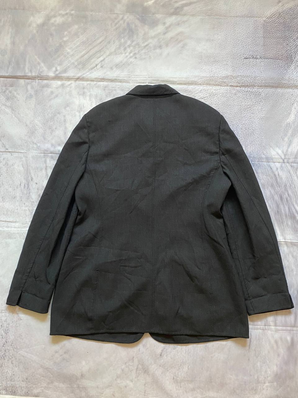 Beams Black Cotton Linen Blazer Large Padded Shoulder image 3