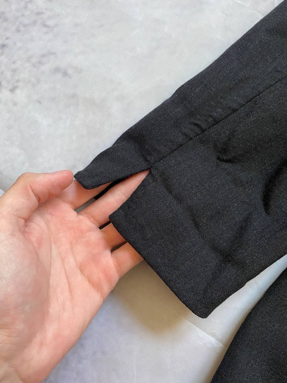 Beams Black Cotton Linen Blazer Large Padded Shoulder image 4
