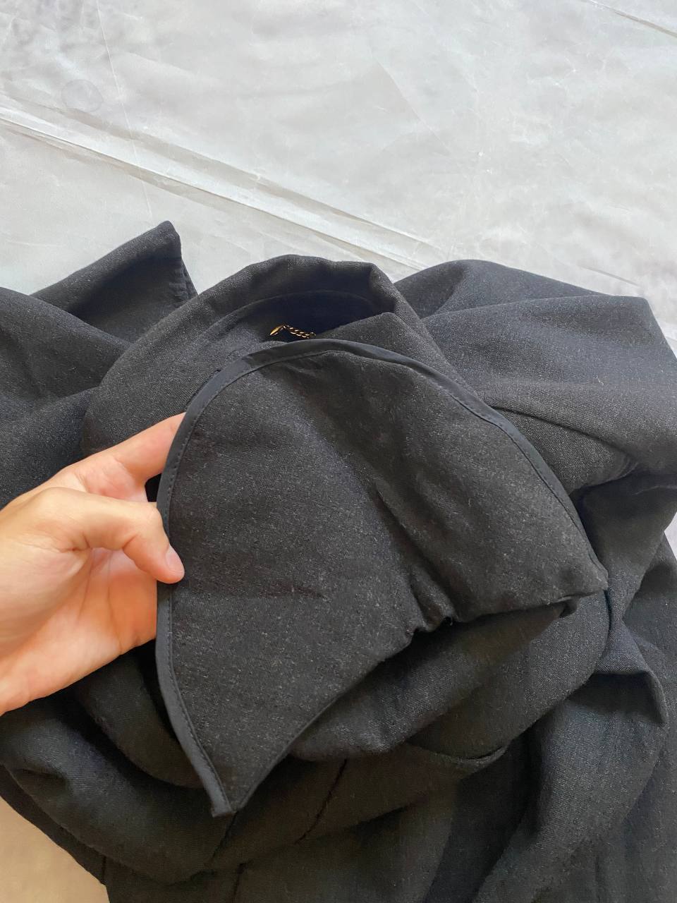 Beams Black Cotton Linen Blazer Large Padded Shoulder image 5