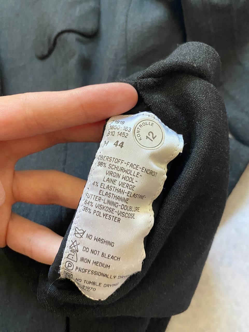 Beams Black Cotton Linen Blazer Large Padded Shoulder image 7