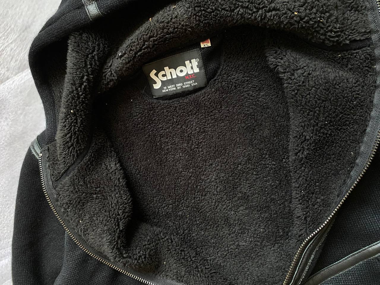 Schott Men's Black Sherpa Lined Hoodie XL image 4