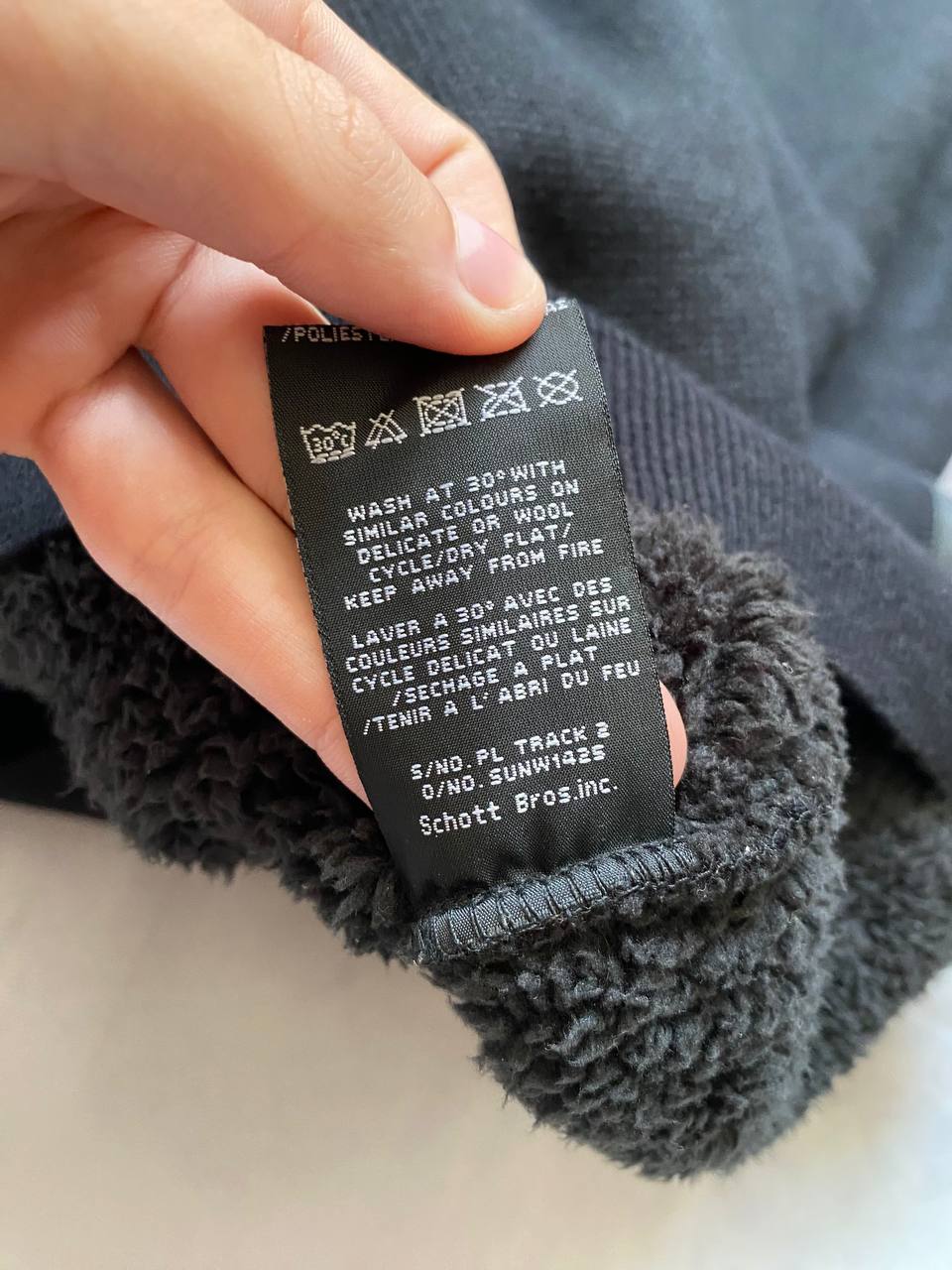 Schott Men's Black Sherpa Lined Hoodie XL image 6