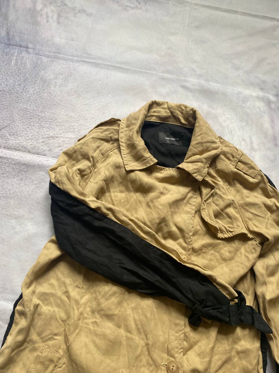 Cop.Copine Beige & Black Lyocell Trench Coat image 3