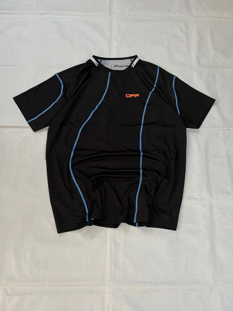 OFF Black & Blue Stitching Technical T-Shirt Large