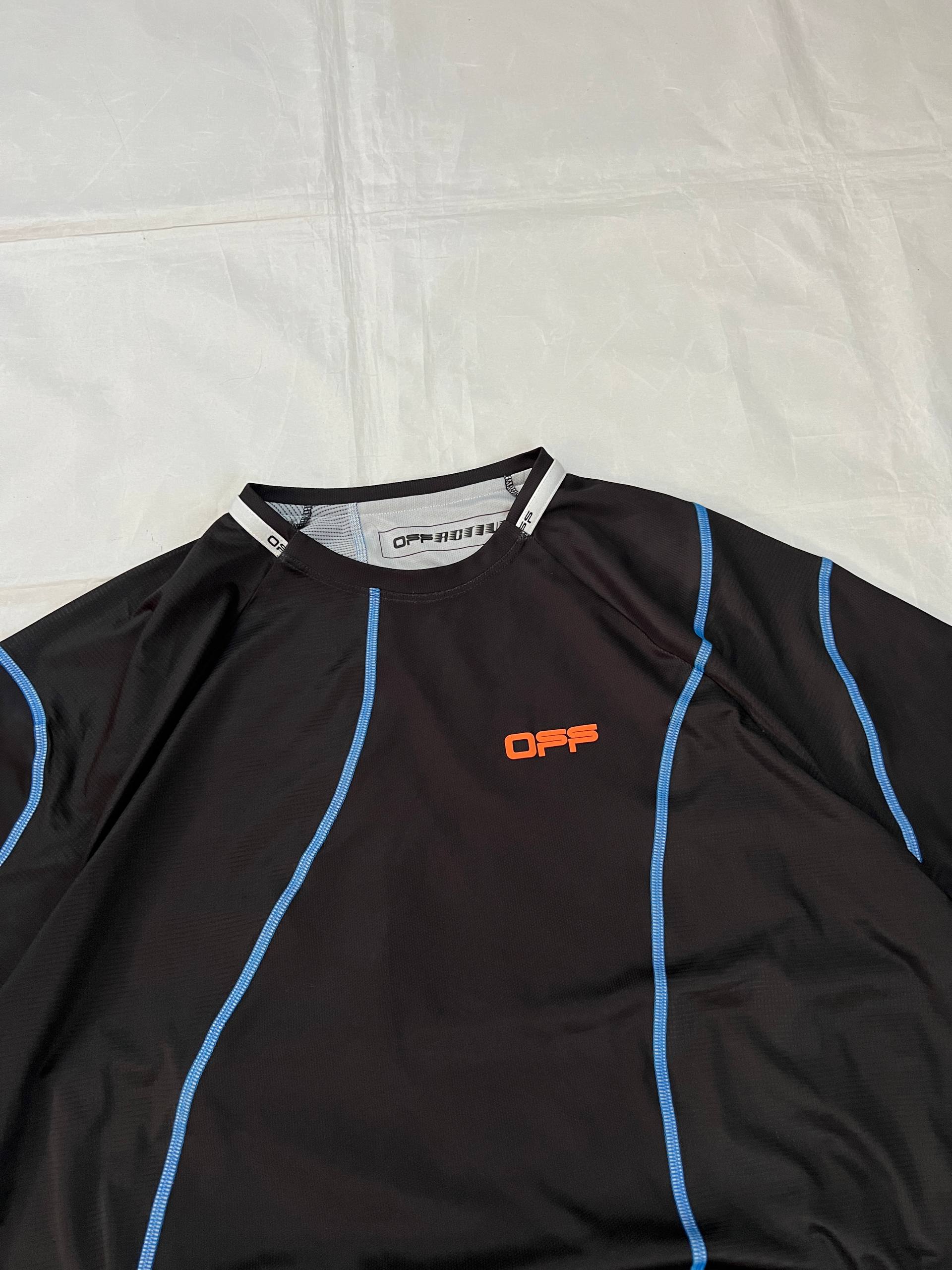 OFF Black & Blue Stitching Technical T-Shirt Large image 3