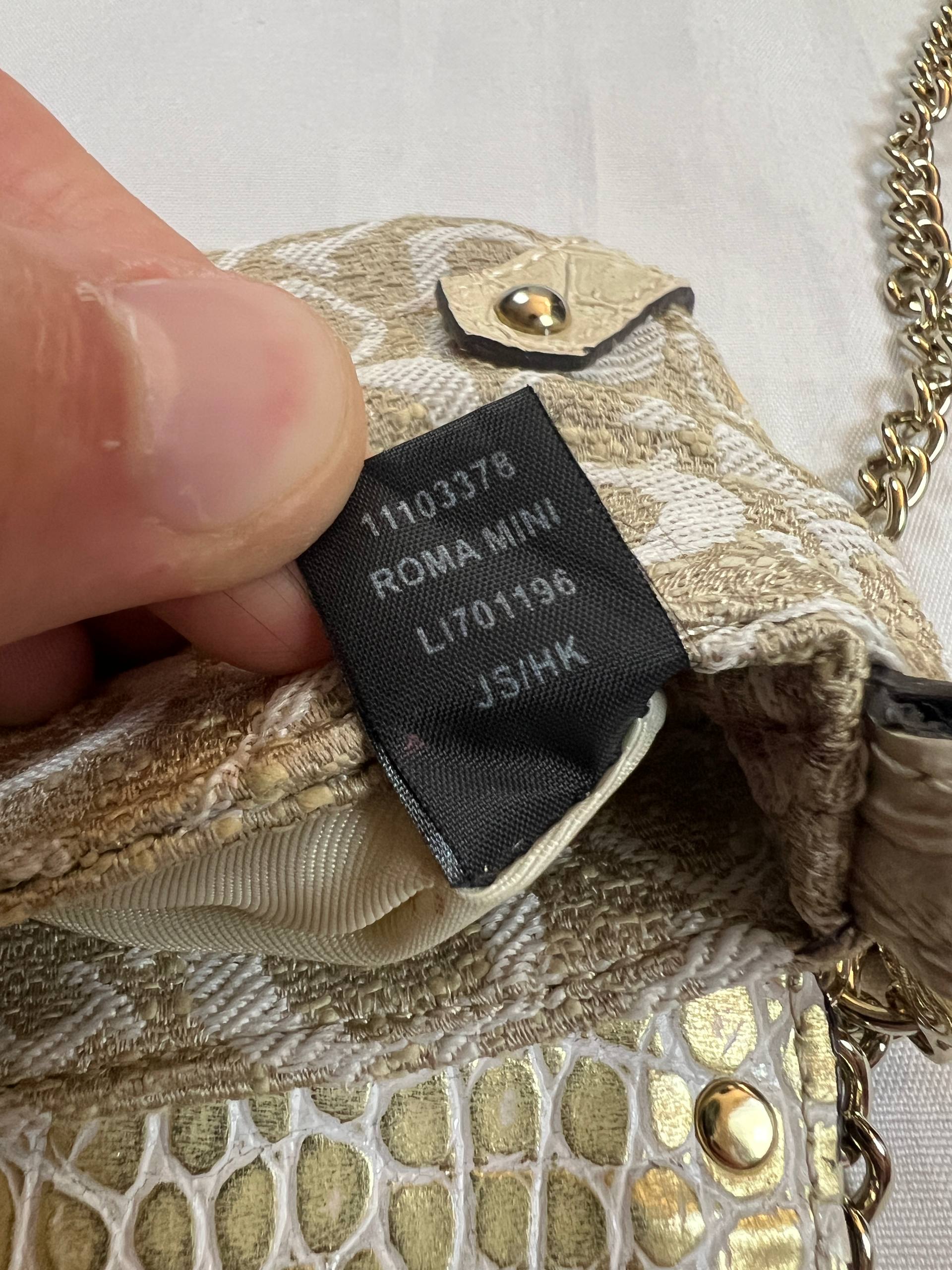 Guess Beige & White Signature Mini Crossbody Bag Chain Strap image 6