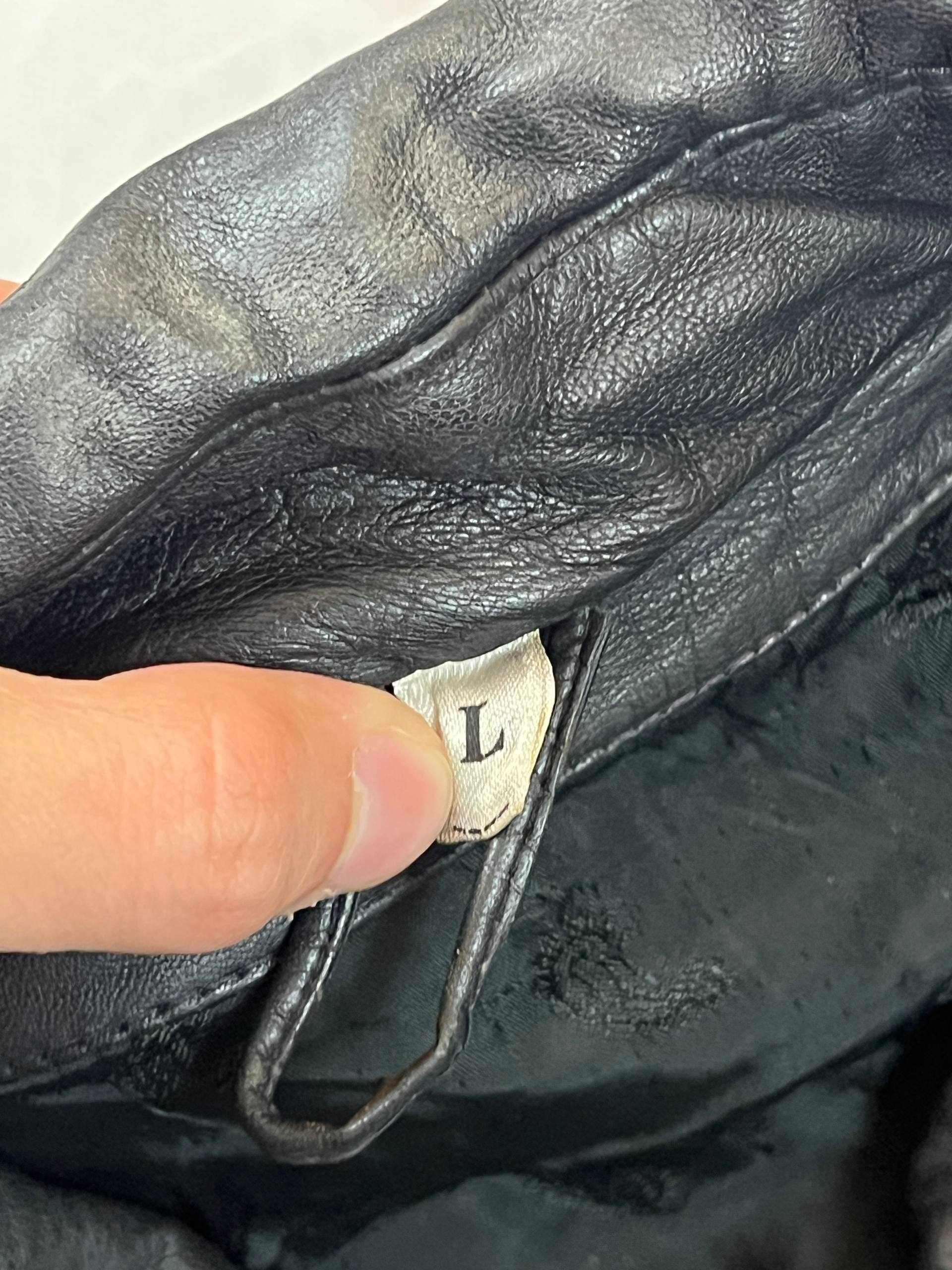 Black Genuine Leather Men's Bomber Jacket Large image 3