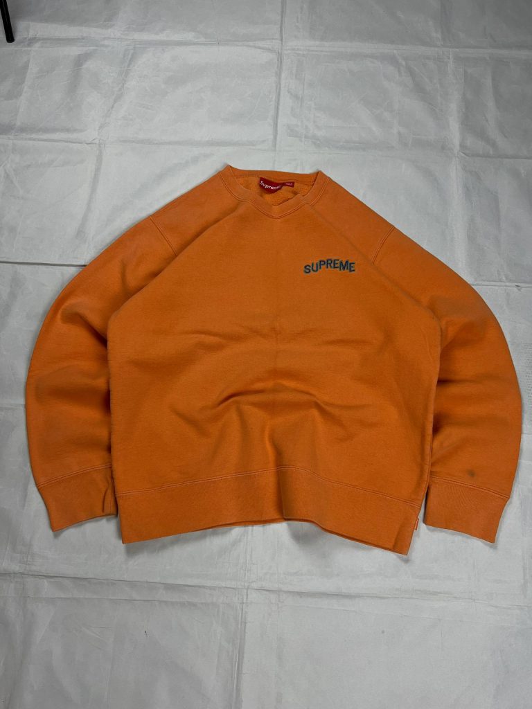 Supreme Orange Cotton Crewneck Sweatshirt Large Embroidered Logo