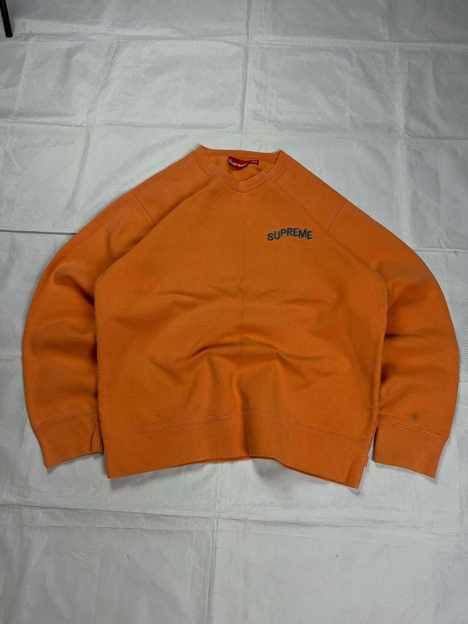 Supreme Orange Cotton Crewneck Sweatshirt Large Embroidered Logo