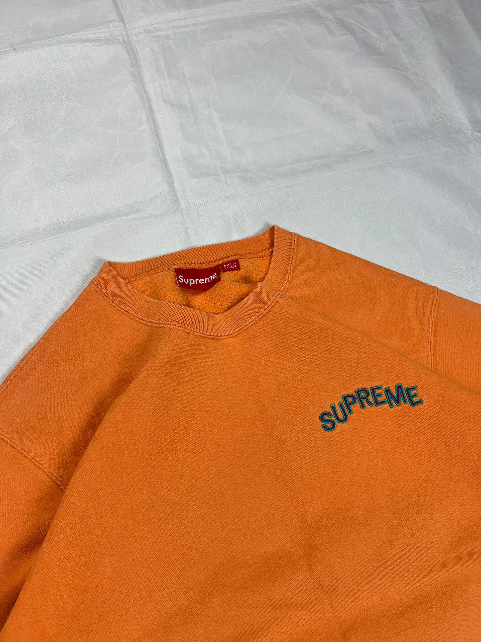 Supreme Orange Cotton Crewneck Sweatshirt Large Embroidered Logo image 2