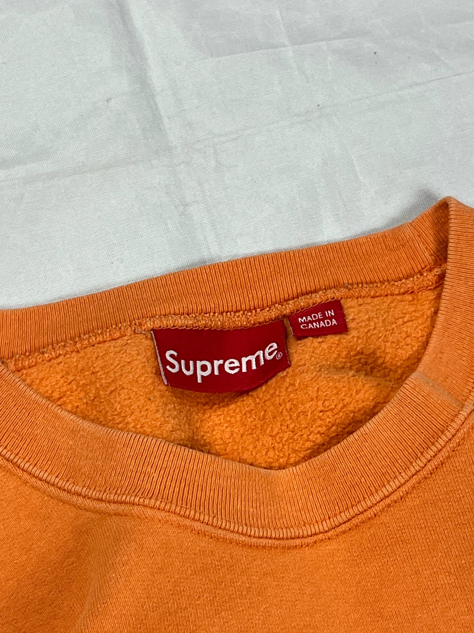 Supreme Orange Cotton Crewneck Sweatshirt Large Embroidered Logo image 3