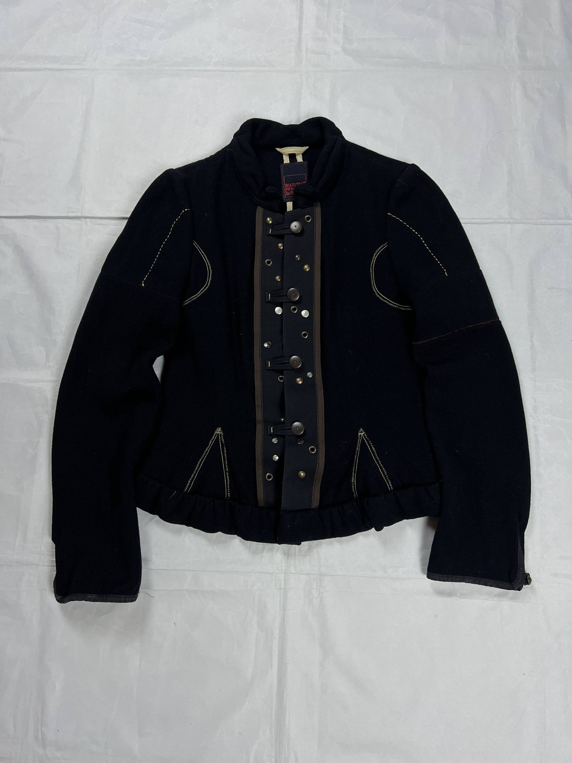Marithé & François Girbaud Black Wool Jacket Small Unique Closure