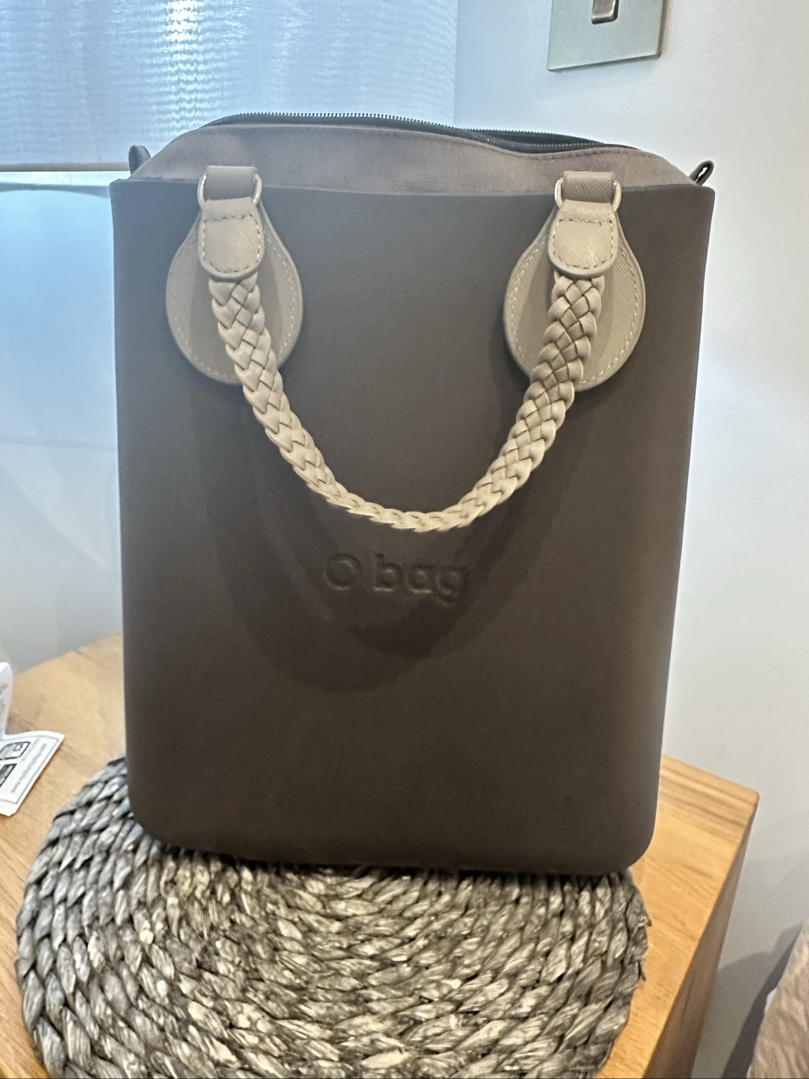 O bag Grey Rubber Tote Bag image 3