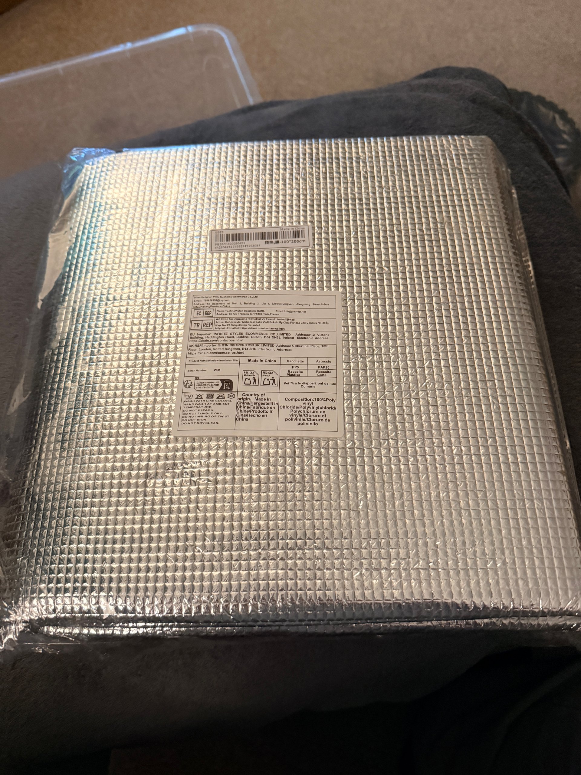 Window Insulation Film 100x200cm 100% Polyvinyl Chloride