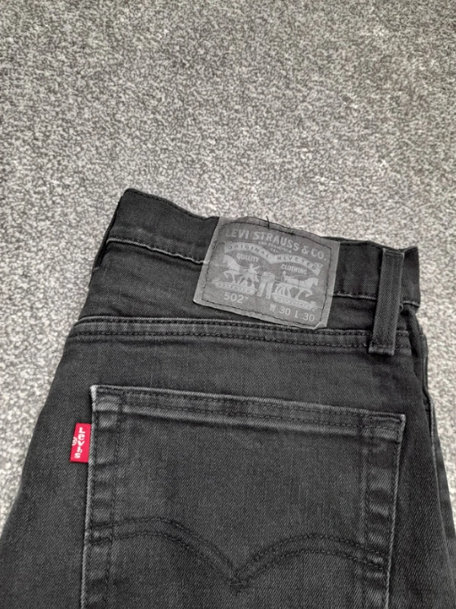 Levi's Red Tab Black Denim 502 Jeans 30" image 4