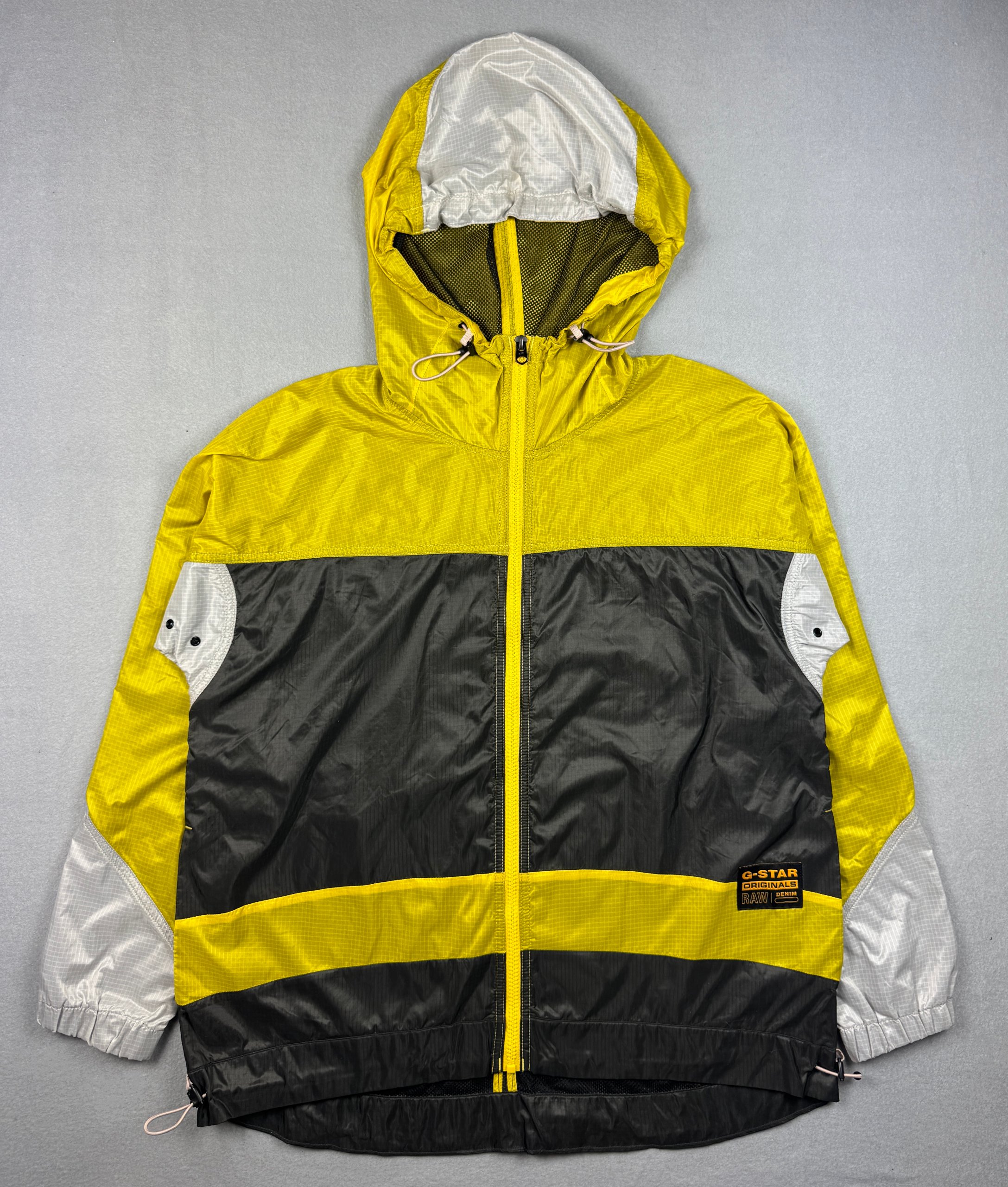 G-Star Colourblock Yellow, Black & White Windbreaker Jacket Hooded Women`s Size S