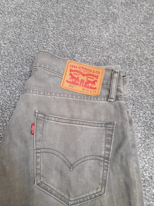 Levi's Red Tab Grey 511 Slim Fit Stretch Jeans 30" image 7